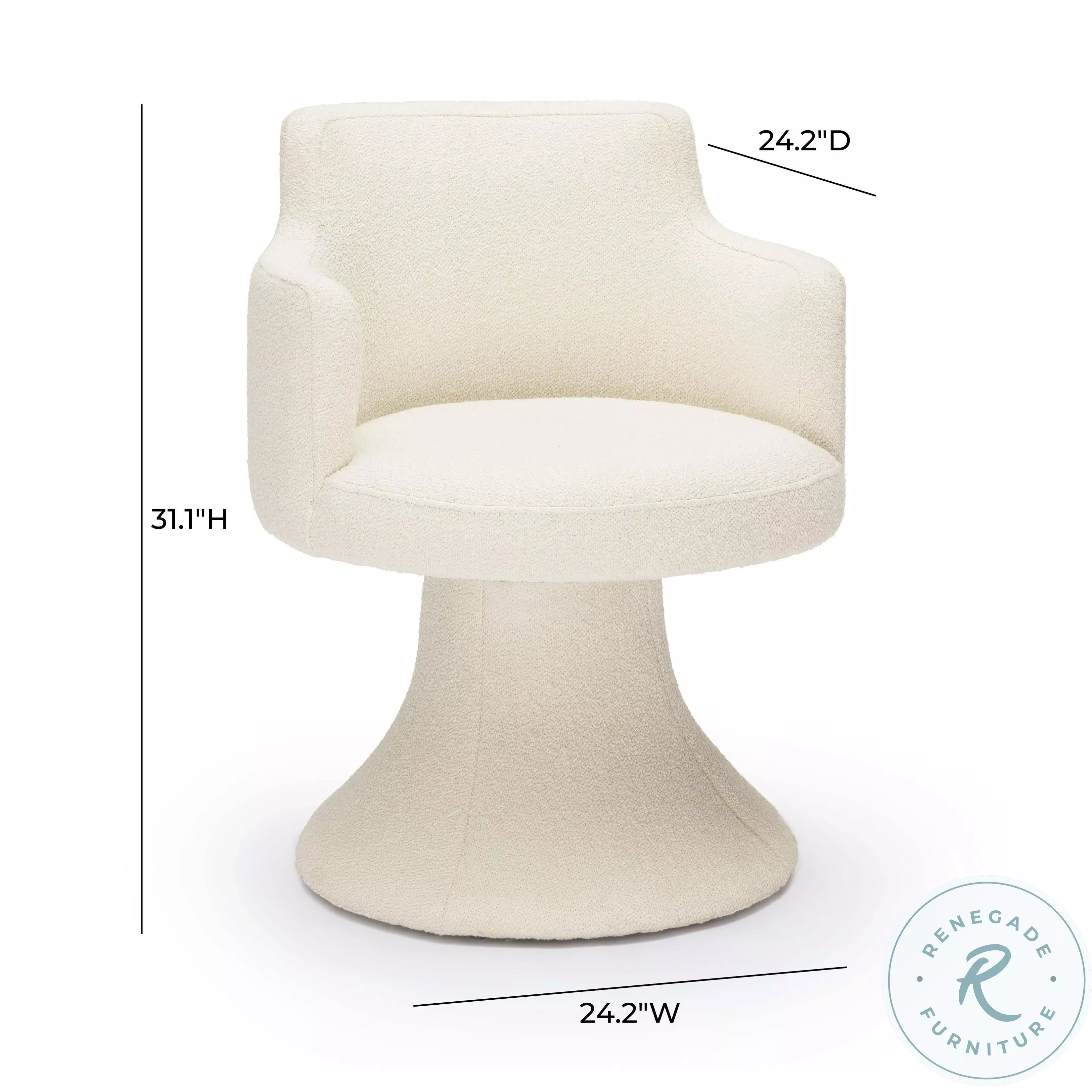 Jeffree Cream Performance Boucle Swivel Dining Chair From Home