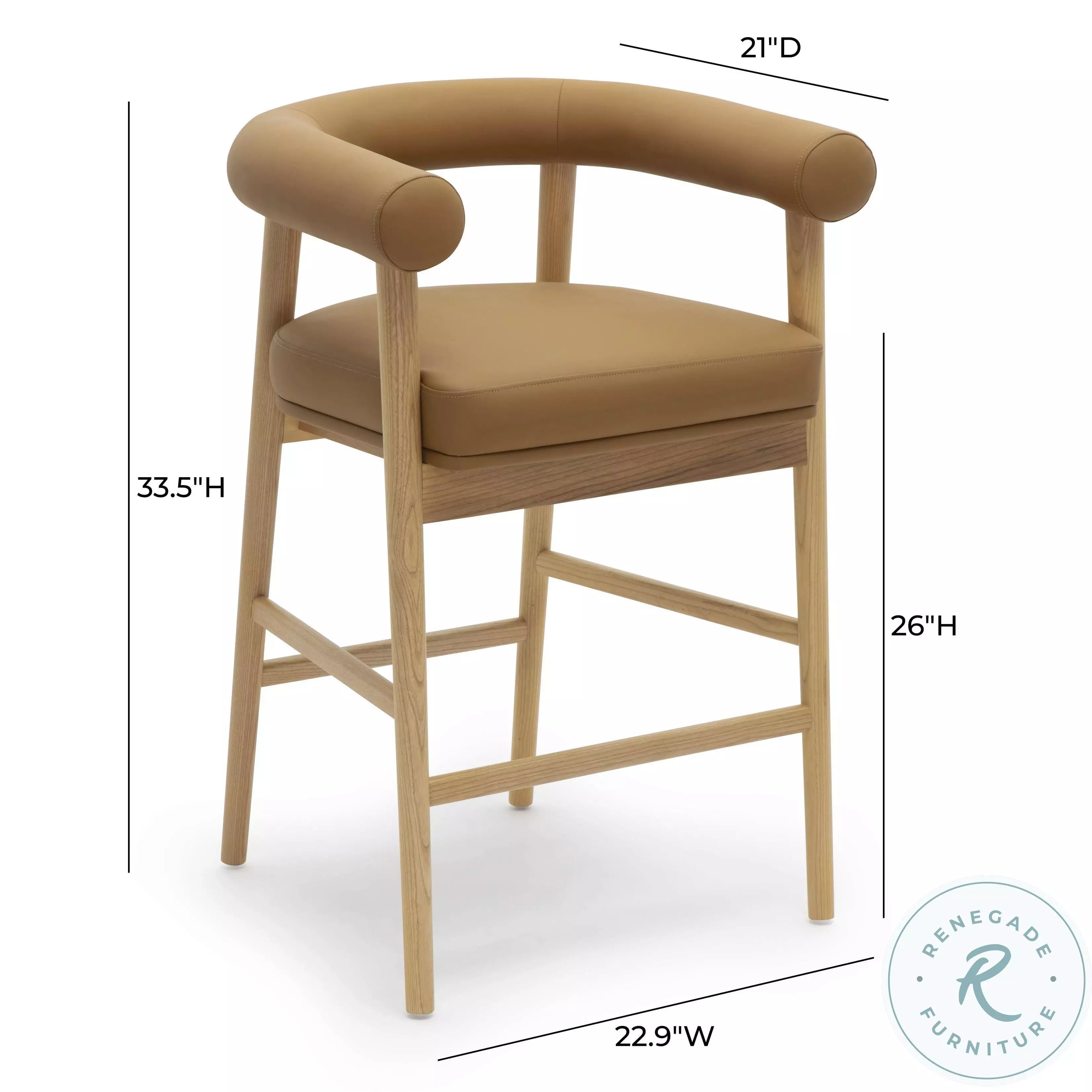 Spara Cognac Performance Vegan Leather Counter Height Stool