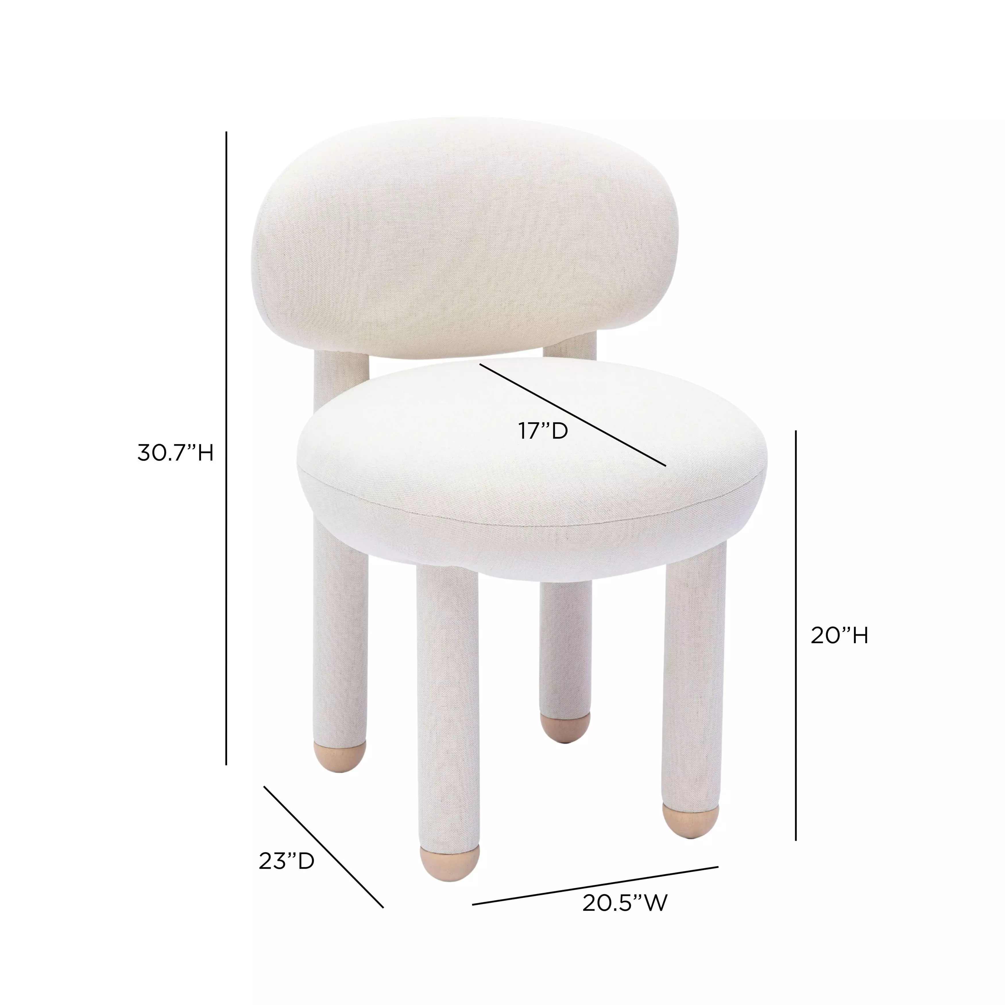 Manu Cream Performance Chenille Upholstered Dining Chair