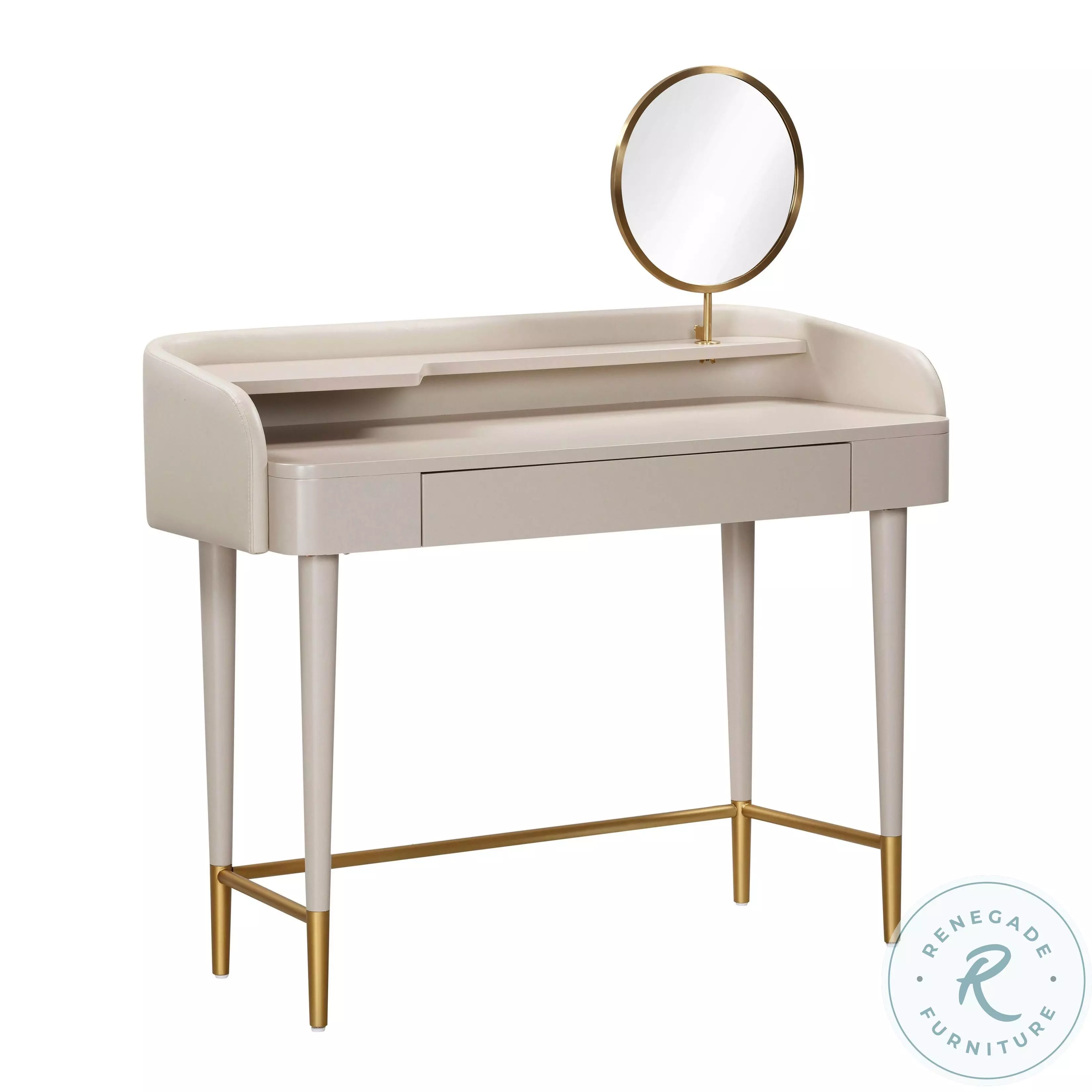 Penelope Taupe Vegan Leather Wrapped Vanity Desk From TOV