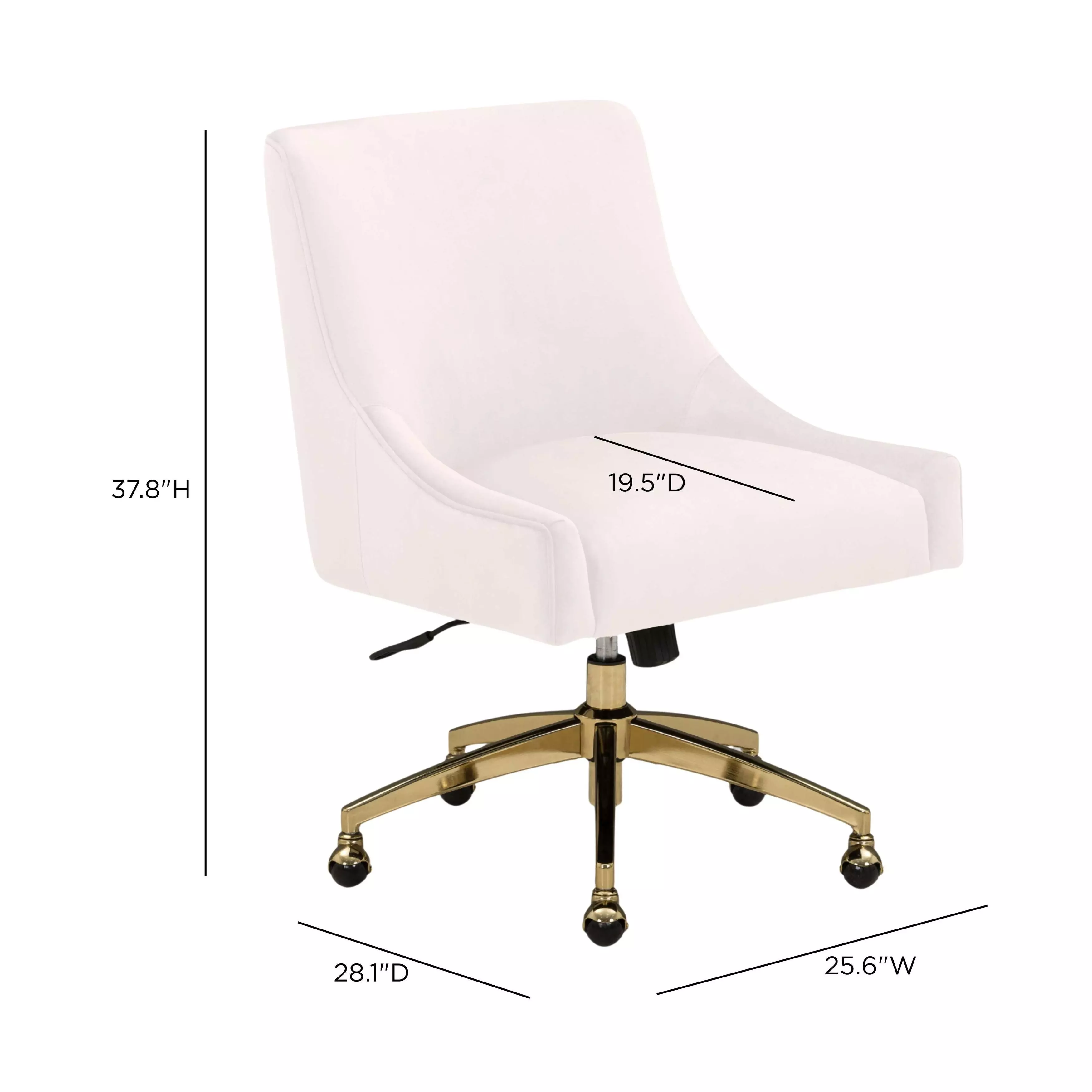 Beatrix Cream Performance Velvet Upholstered Swivel Office Chair