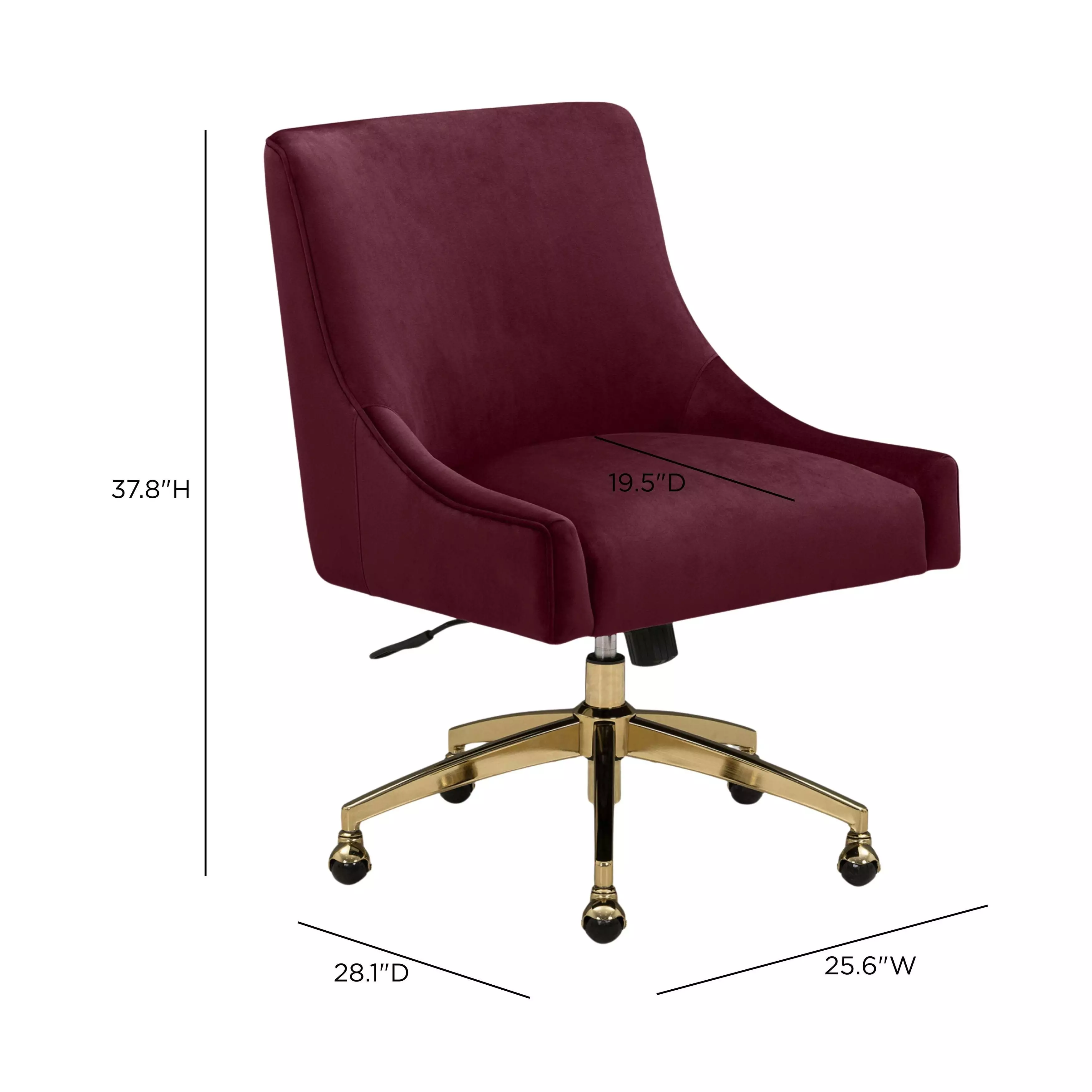 Beatrix Burgundy Performance Velvet Upholstered Swivel Office Chair