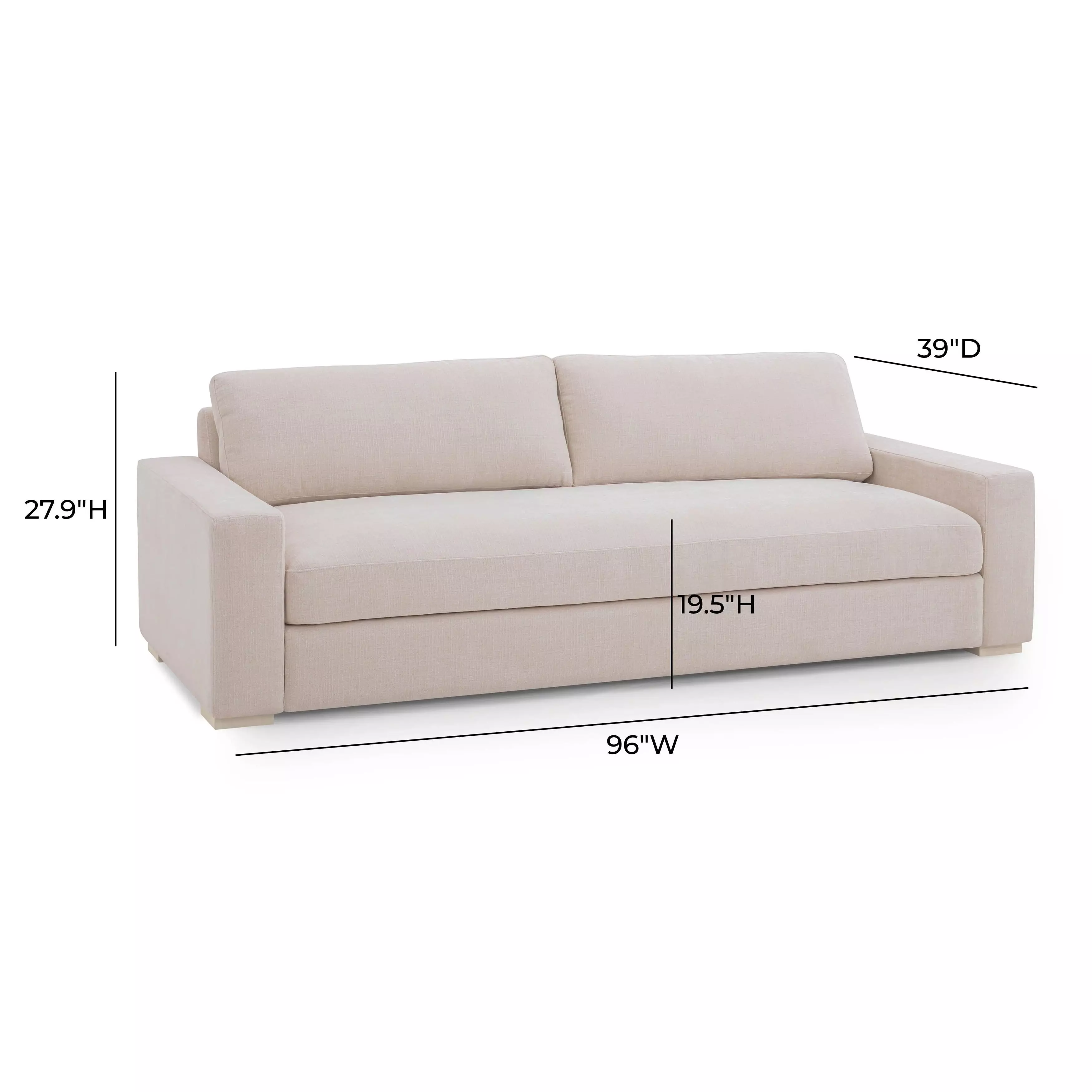 Beckham Beige Performance Fabric 96" Sofa