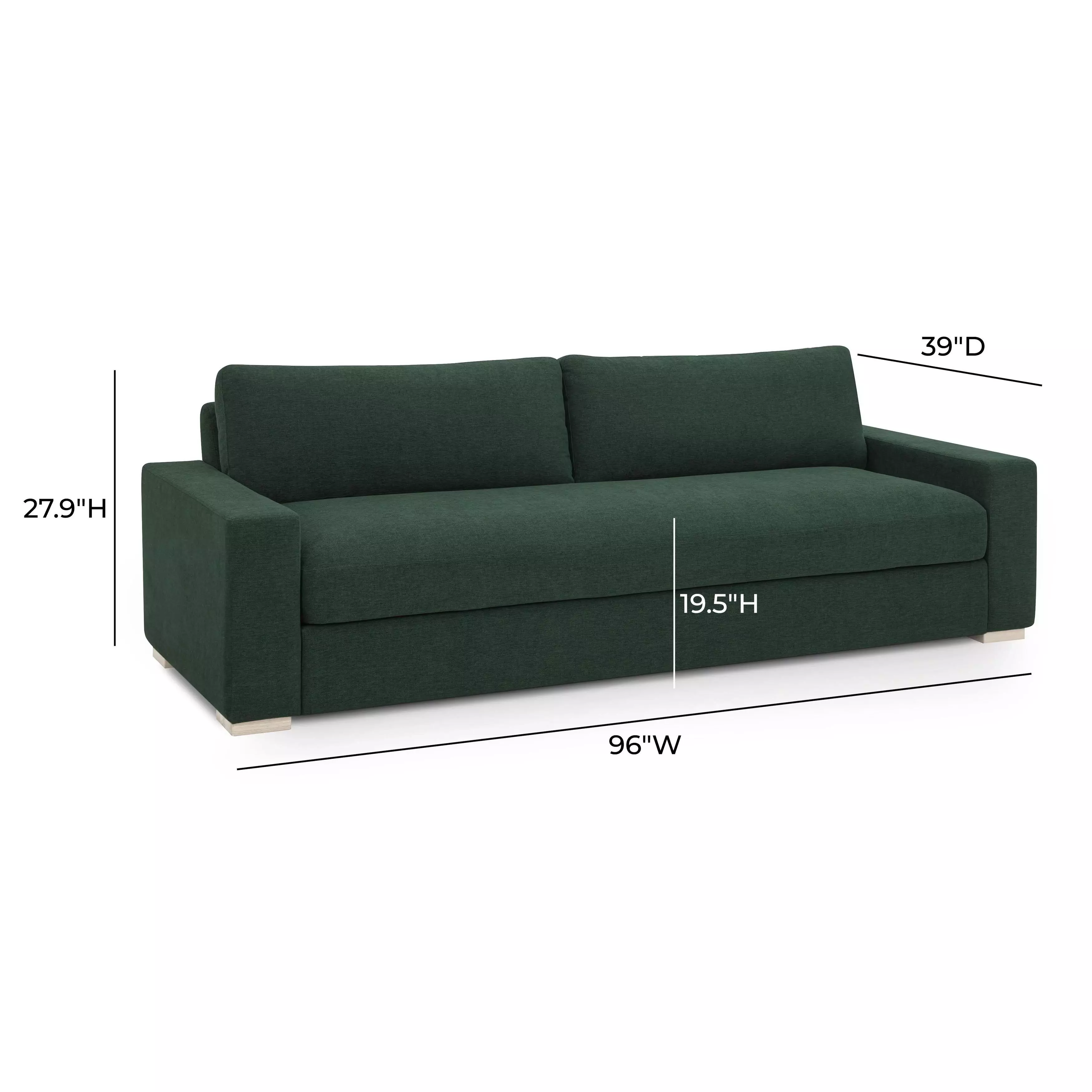 Beckham Green Performance Fabric 96" Sofa