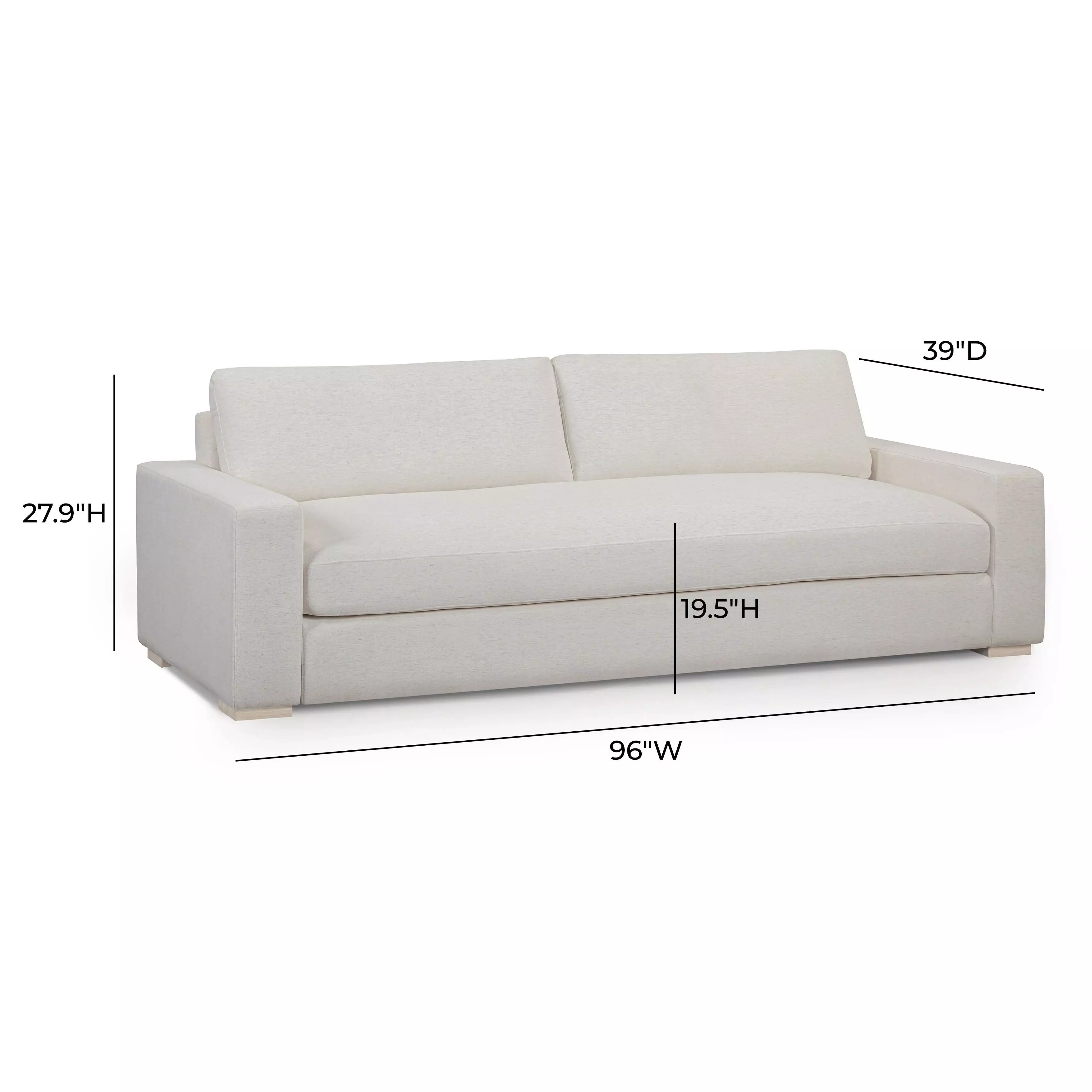 Beckham Cream Performance Fabric Upcycled 96" Sofa