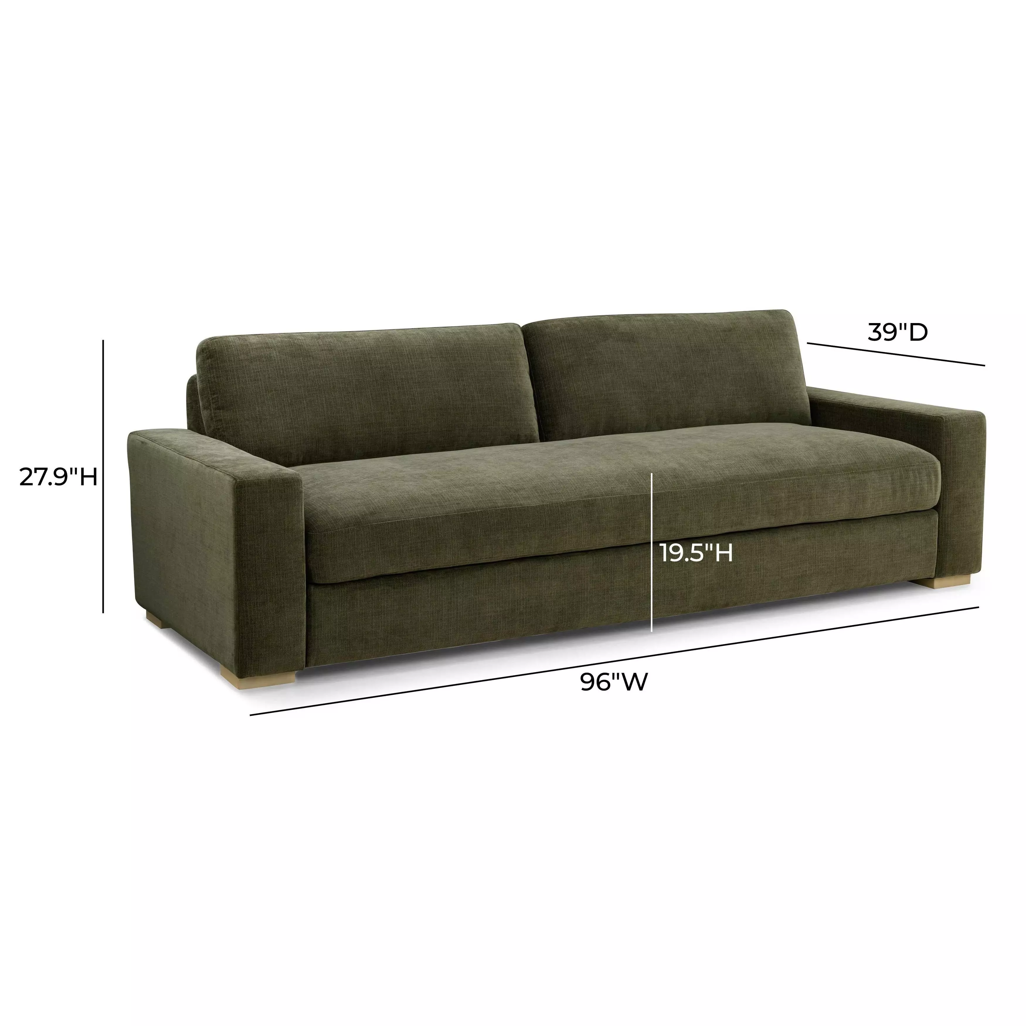 Beckham Olive Green Performance Fabric 96" Sofa