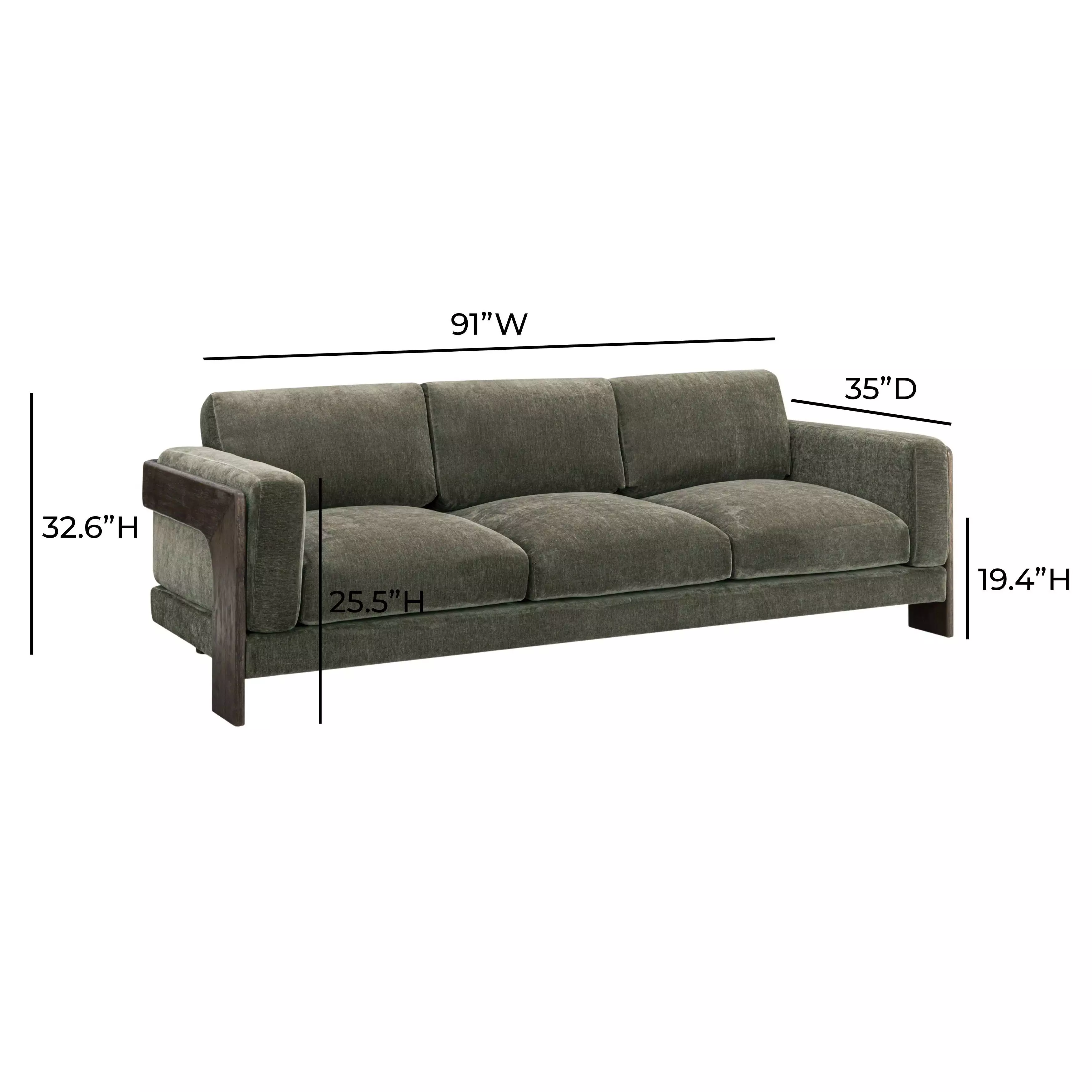Elyn Olive Green 91" Sofa