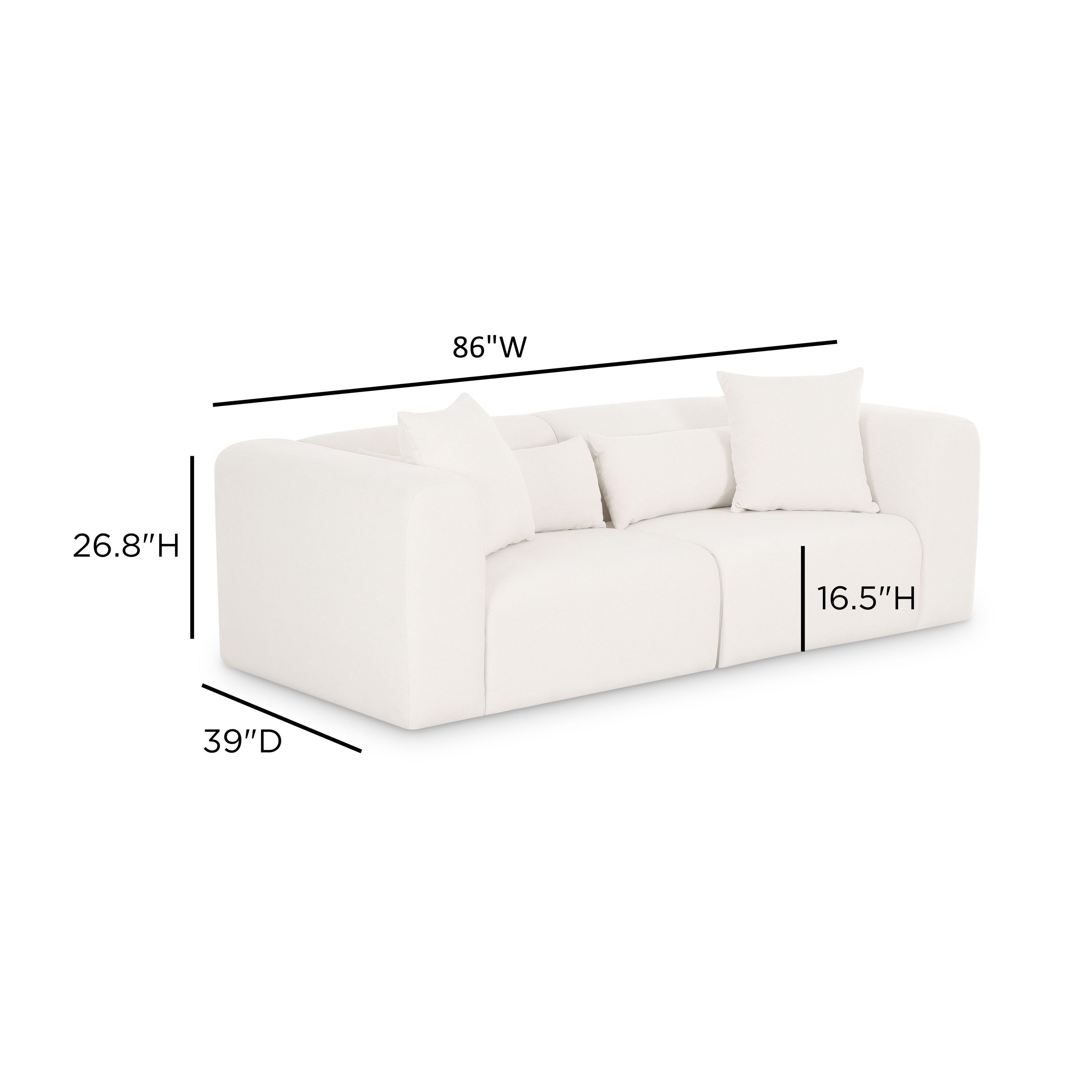 Tarra Cream Performance Fabric Modular 86" Loveseat