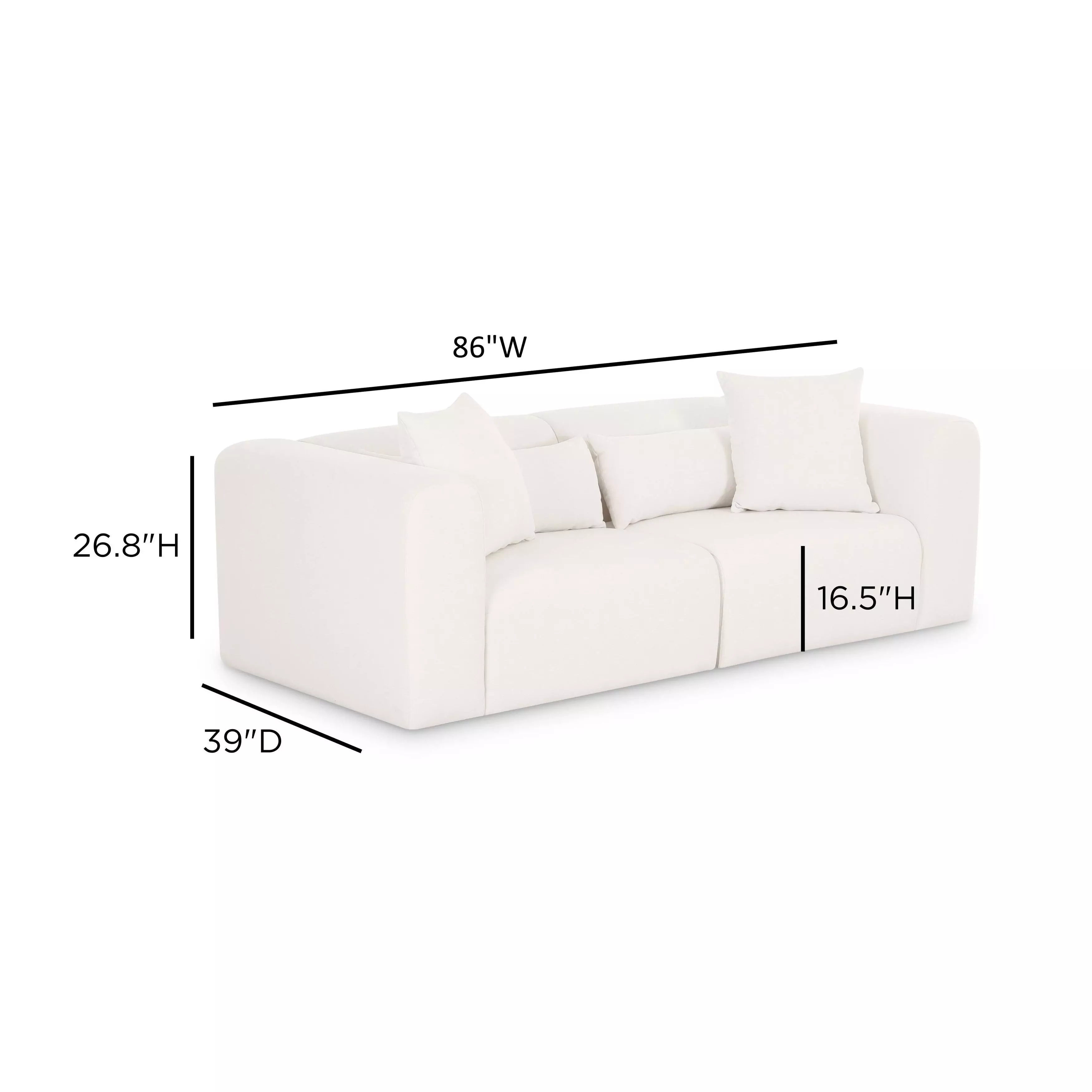 Tarra Cream Performance Fabric Modular 86" Loveseat
