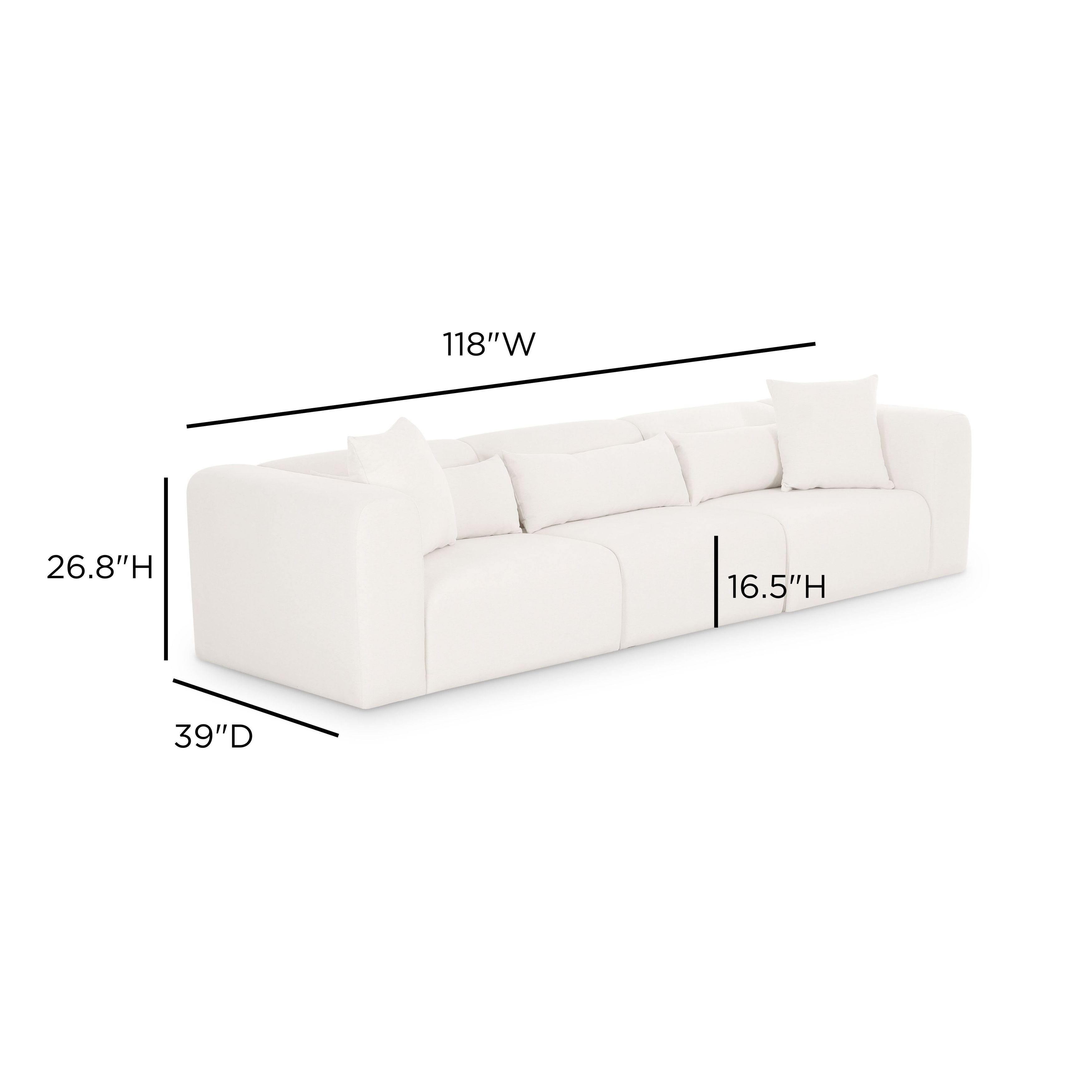 Tarra Cream Performance Fabric Modular 119" Sofa