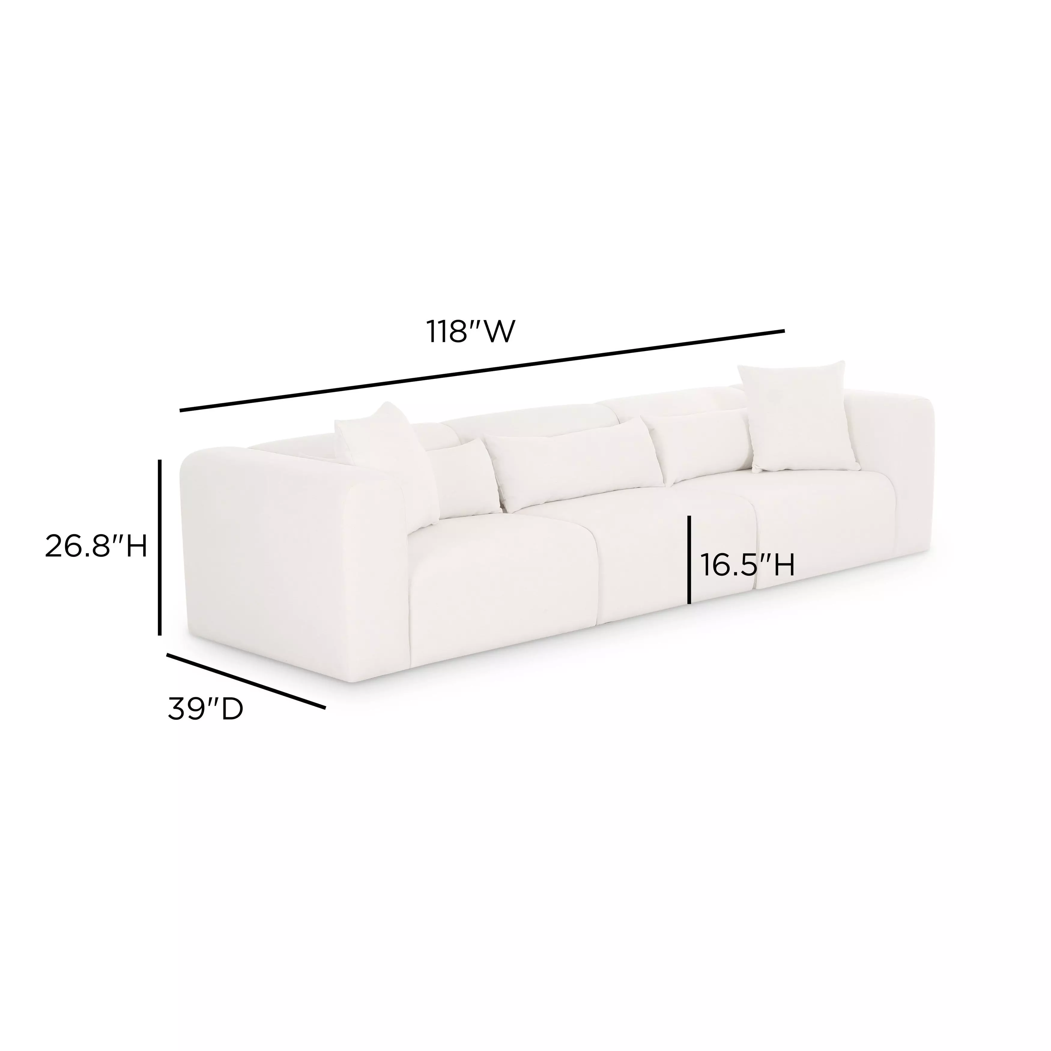 Tarra Cream Performance Fabric Modular 119" Sofa