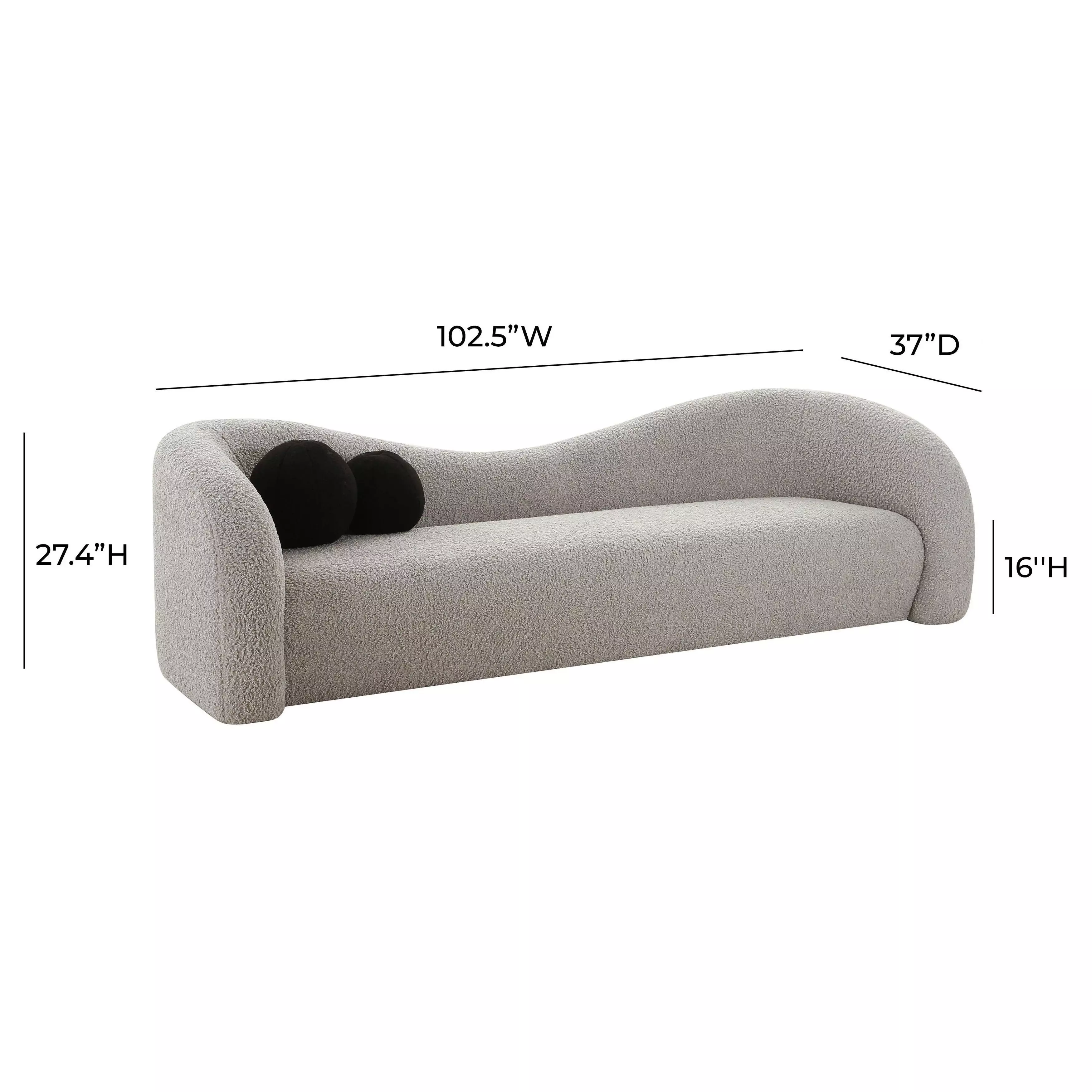 Leonie Grey Faux Shearling 103" Sofa