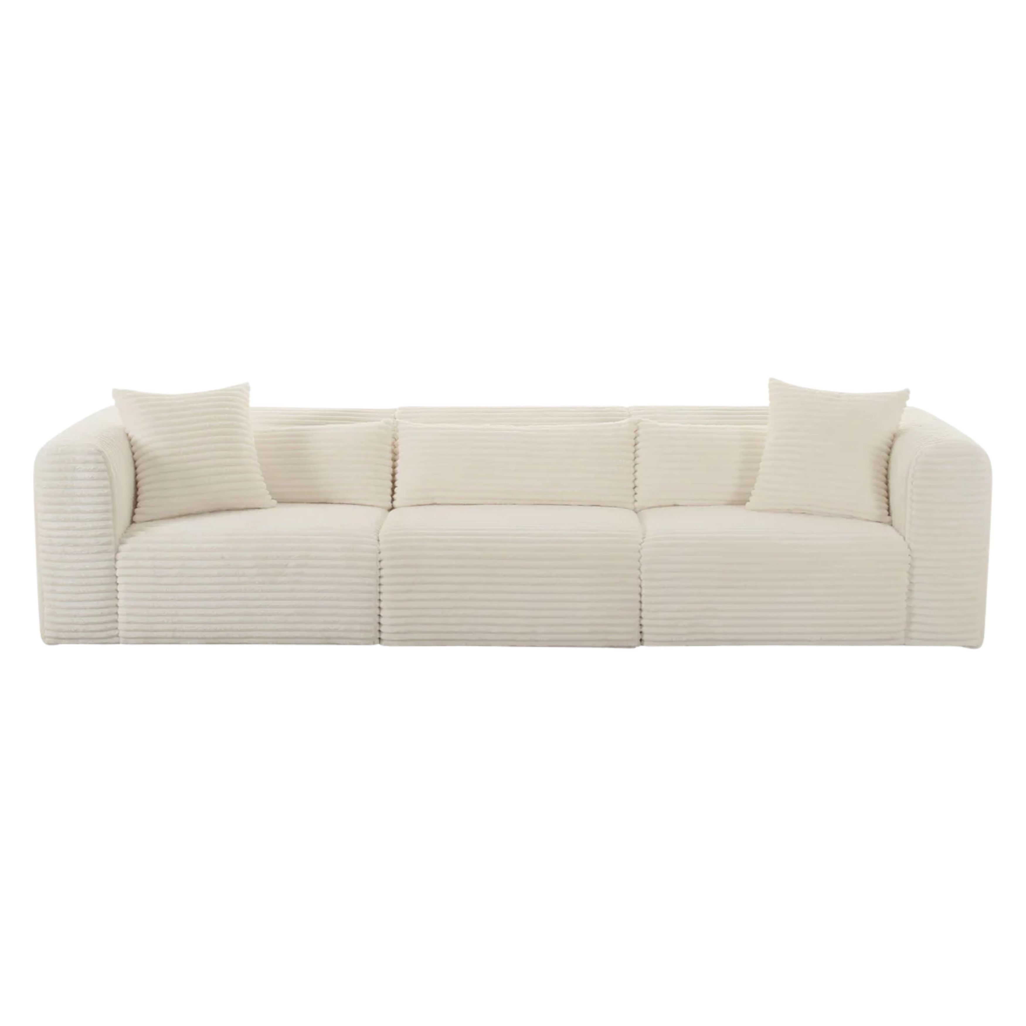Tarra Fluffy Cream Corduroy Performance Fabric Oversized Modular