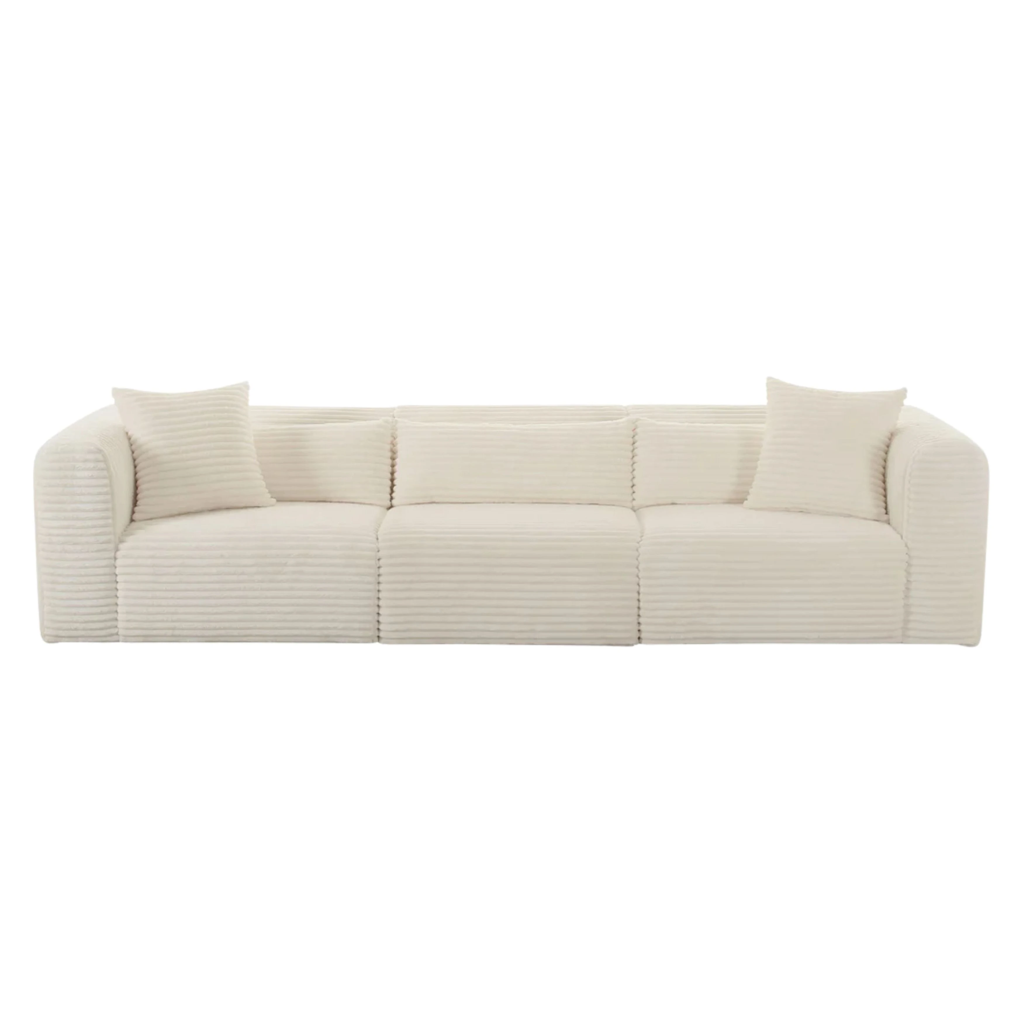 Tarra Fluffy Cream Corduroy Performance Fabric Oversized Modular