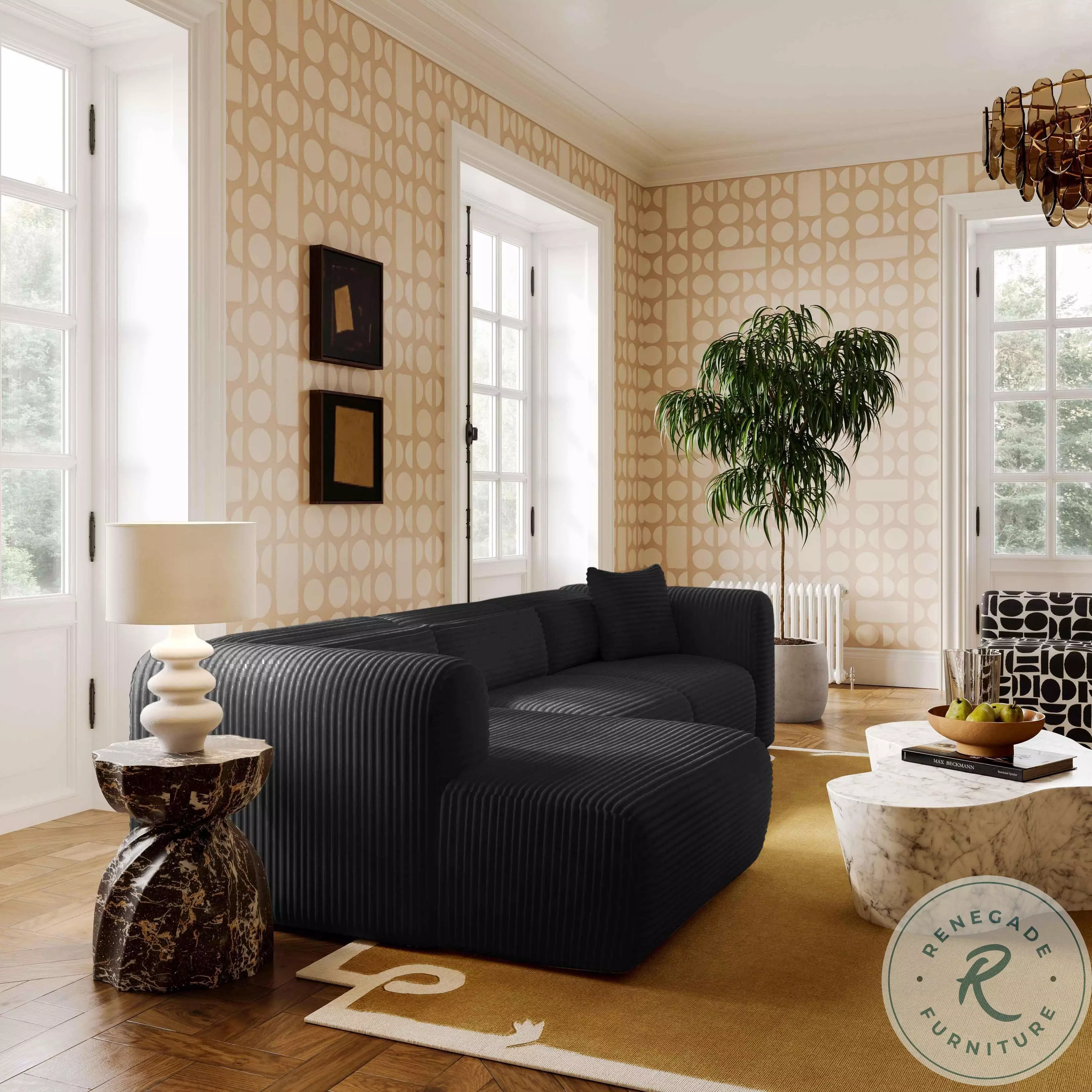 Tarra Black Performance Fabric Sectional from TOV | Coleman Furniture
