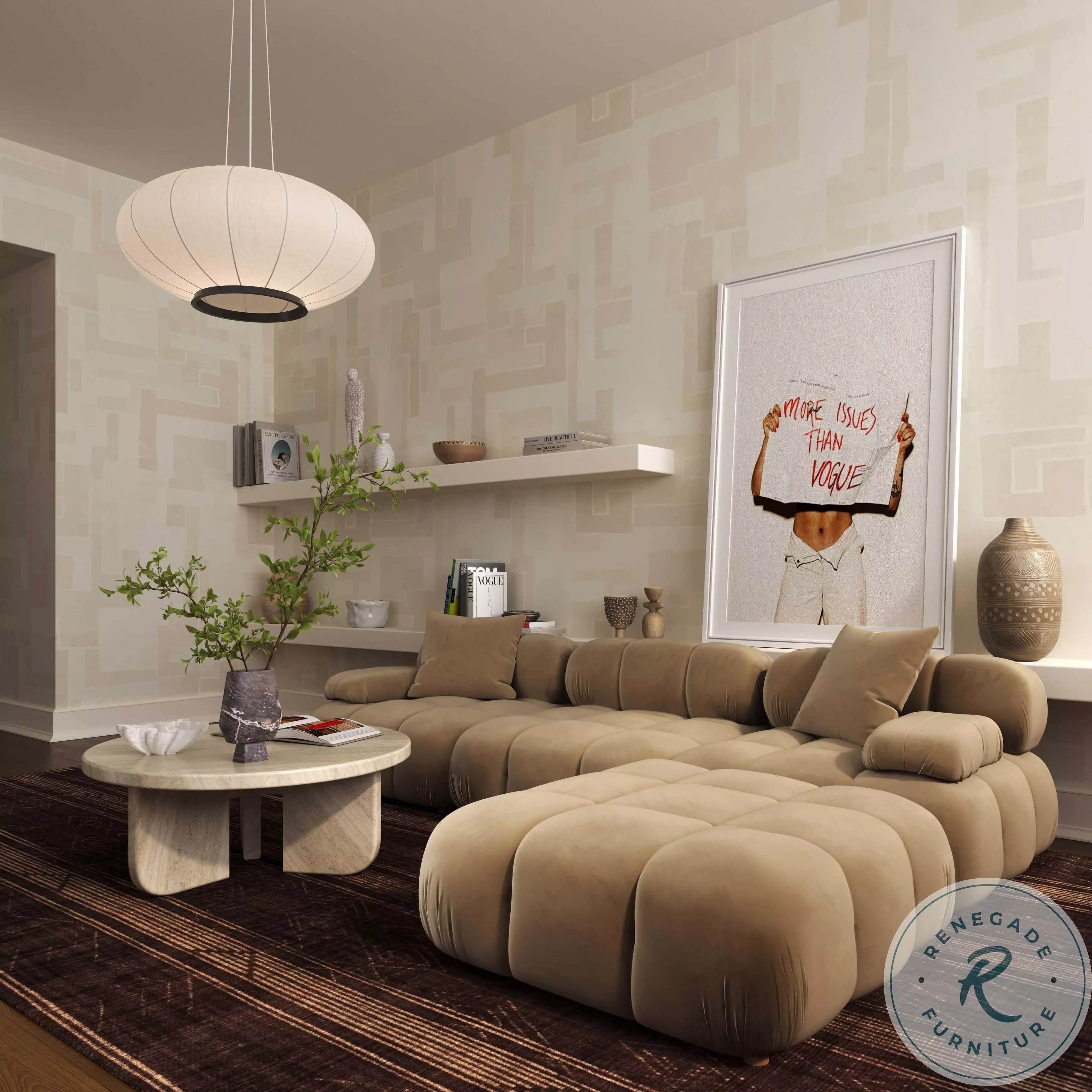 Calliope Cafe Au Lait Performance Velvet Modular Sectional from