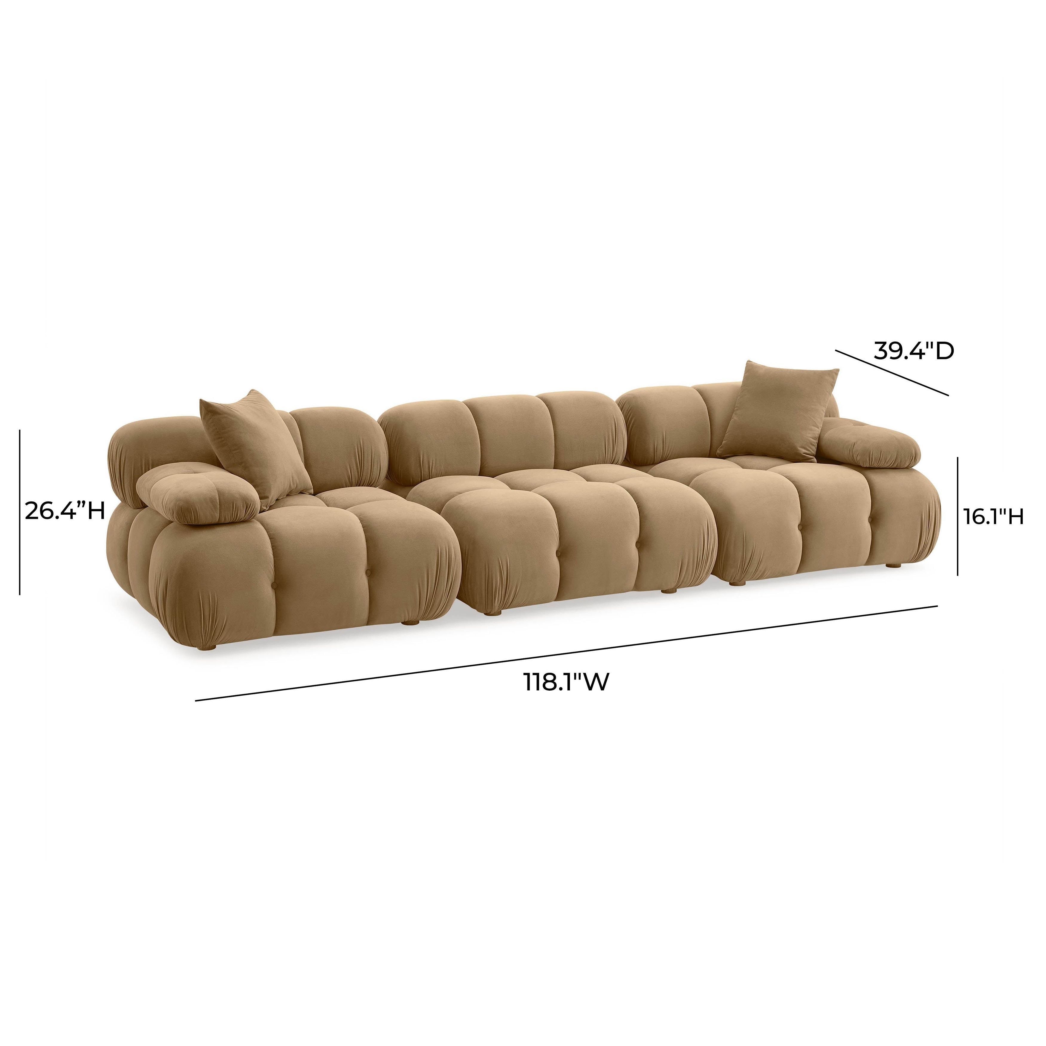 Calliope Cafe Au Lait Performance Velvet Modular 118" Sofa