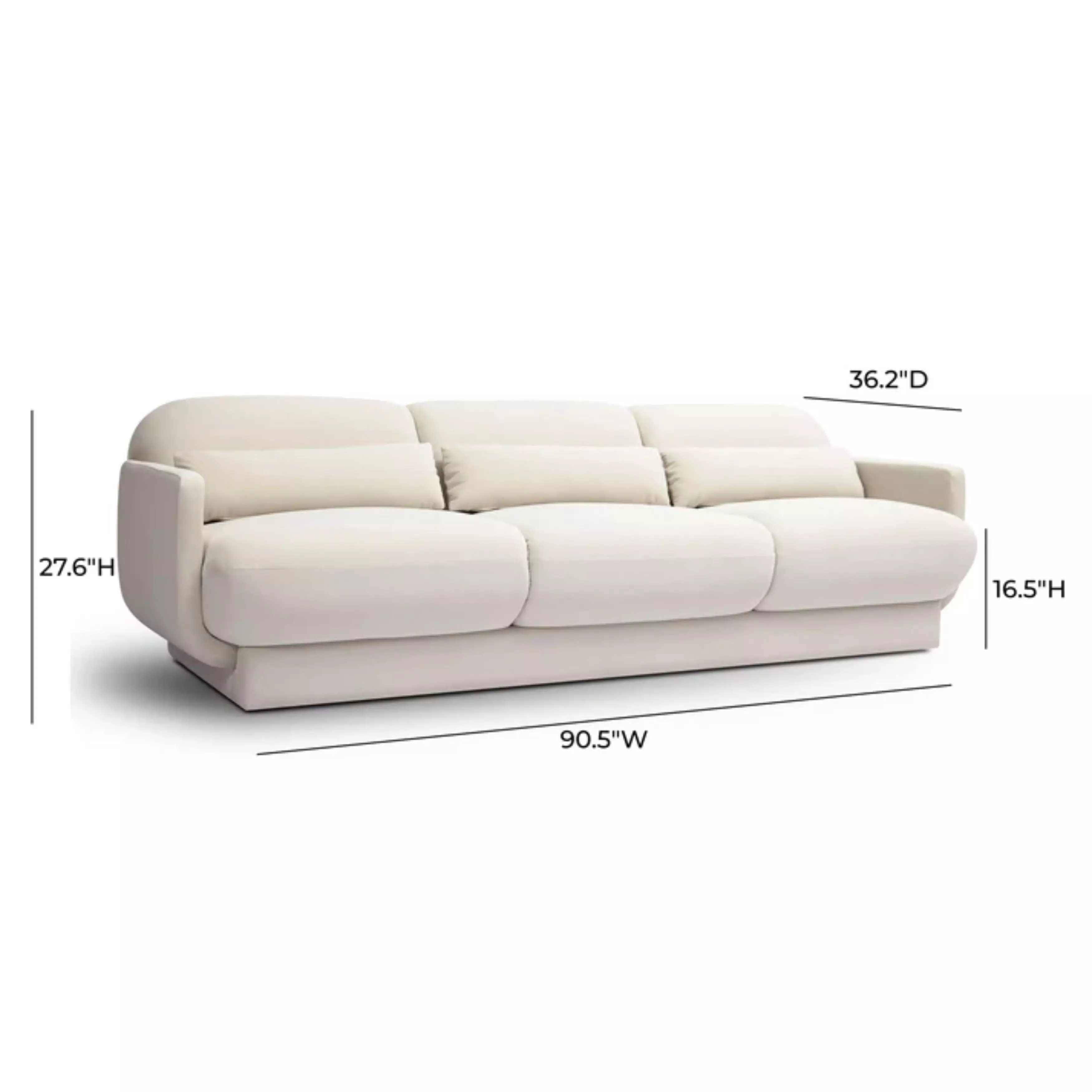 Azalea Cream Velvet 91" Sofa