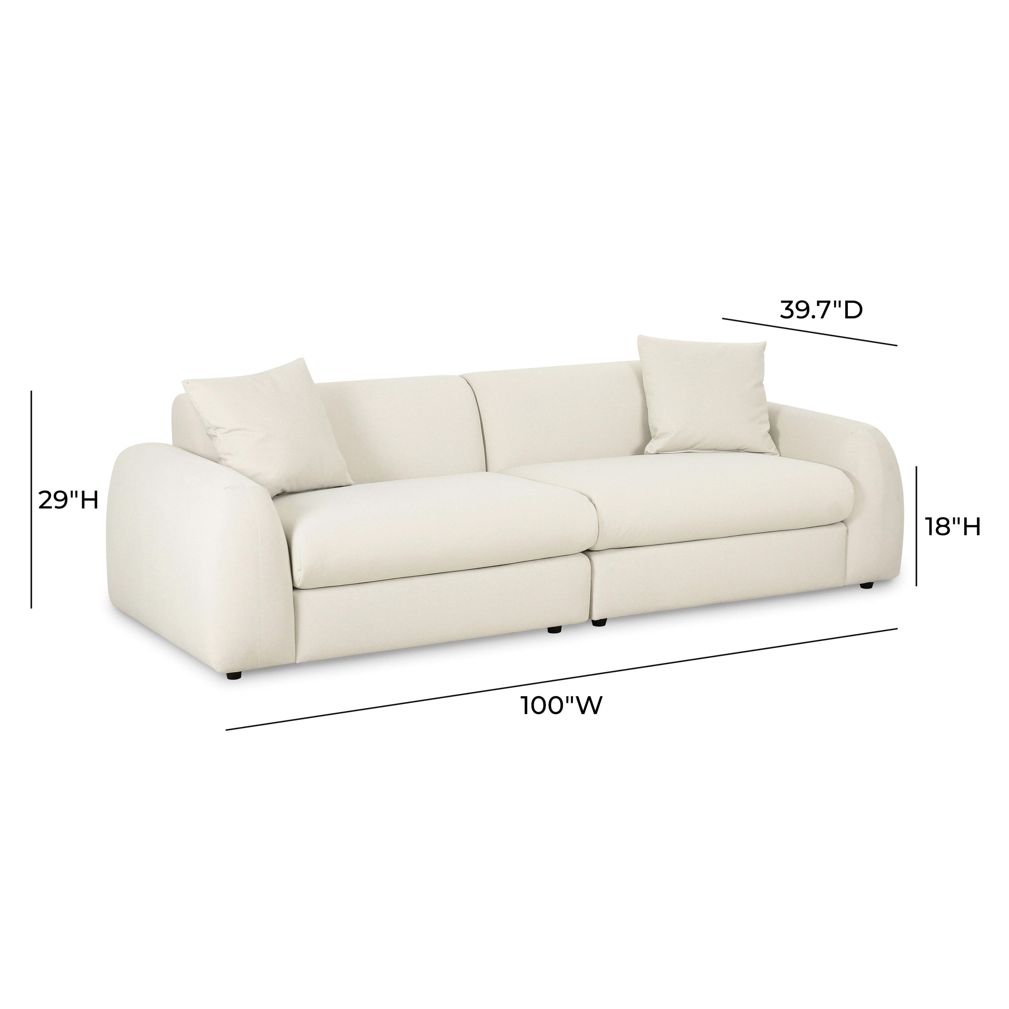 Kourtney Cream Faux Mohair 100" Sofa