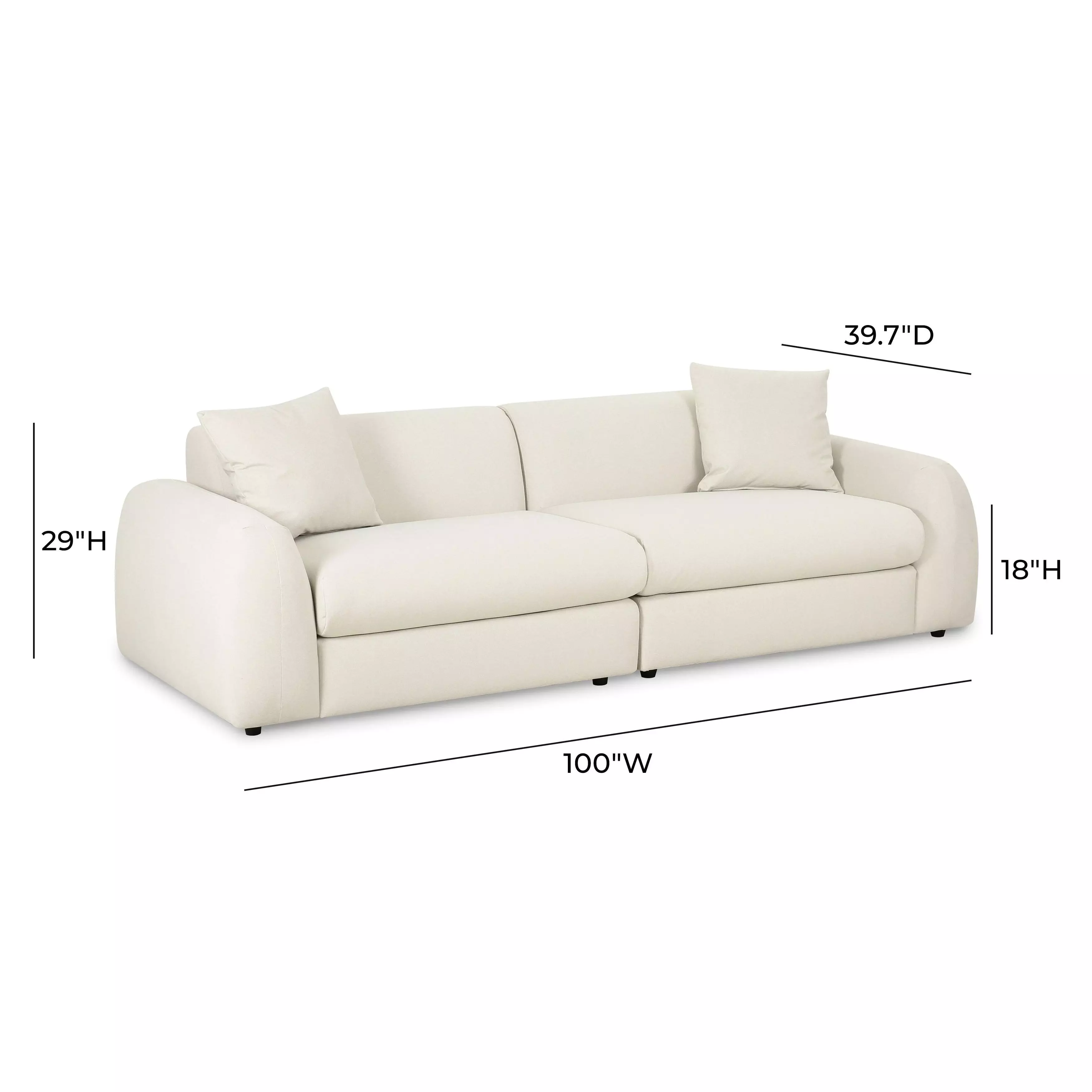 Kourtney Cream Faux Mohair 100" Sofa