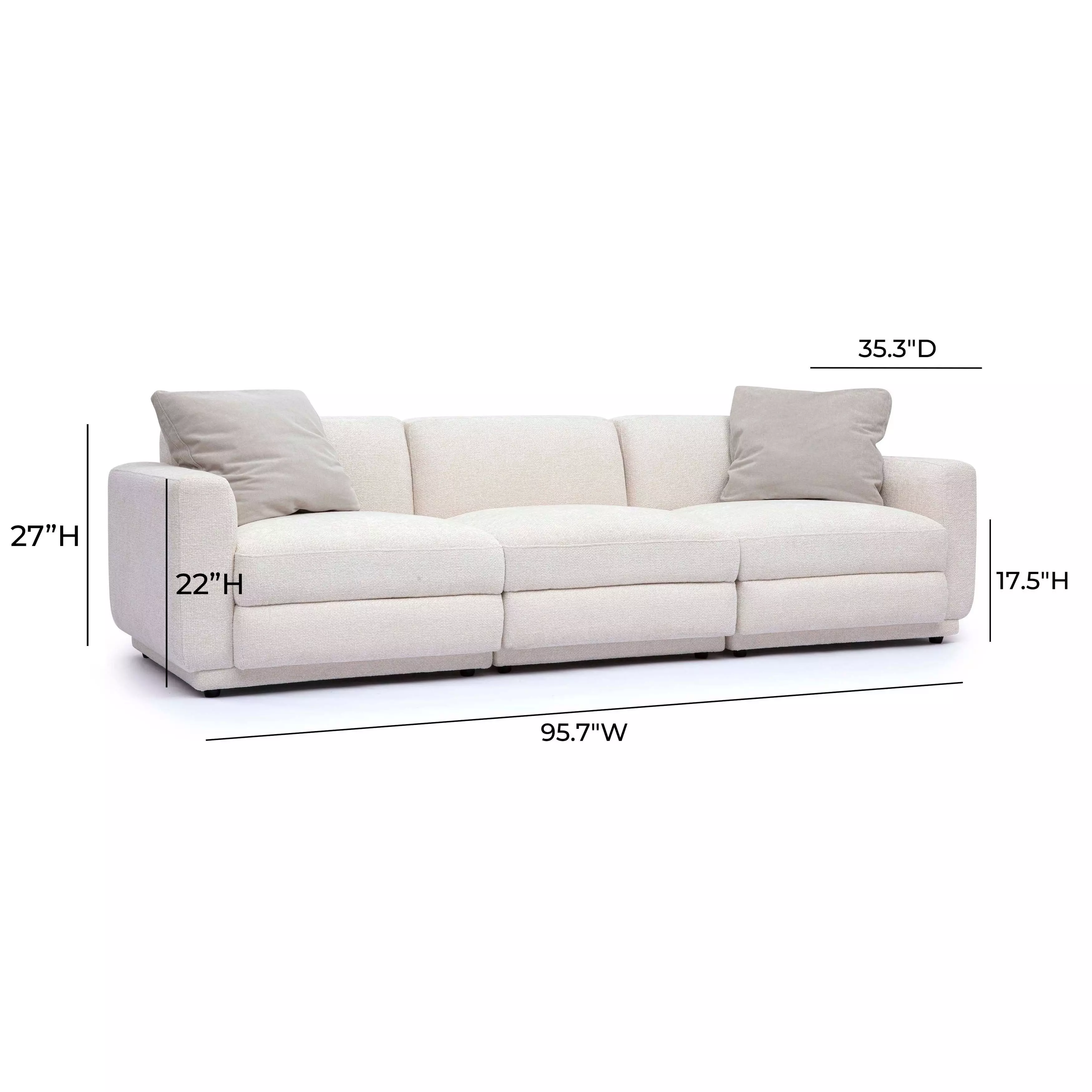 Perry Cream Chenille Modular 96" Sofa
