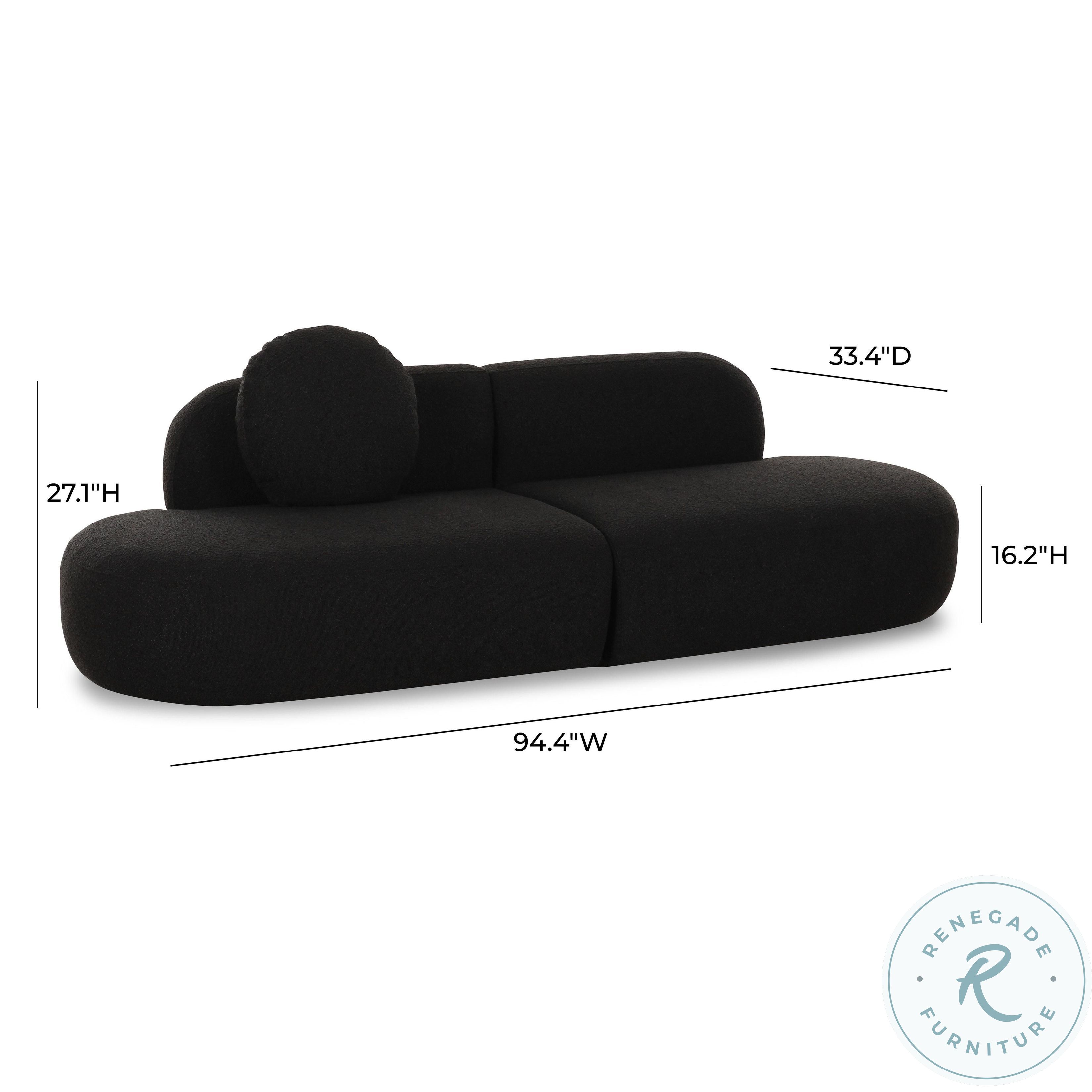 Broohah Black Boucle Modular 95" Sofa
