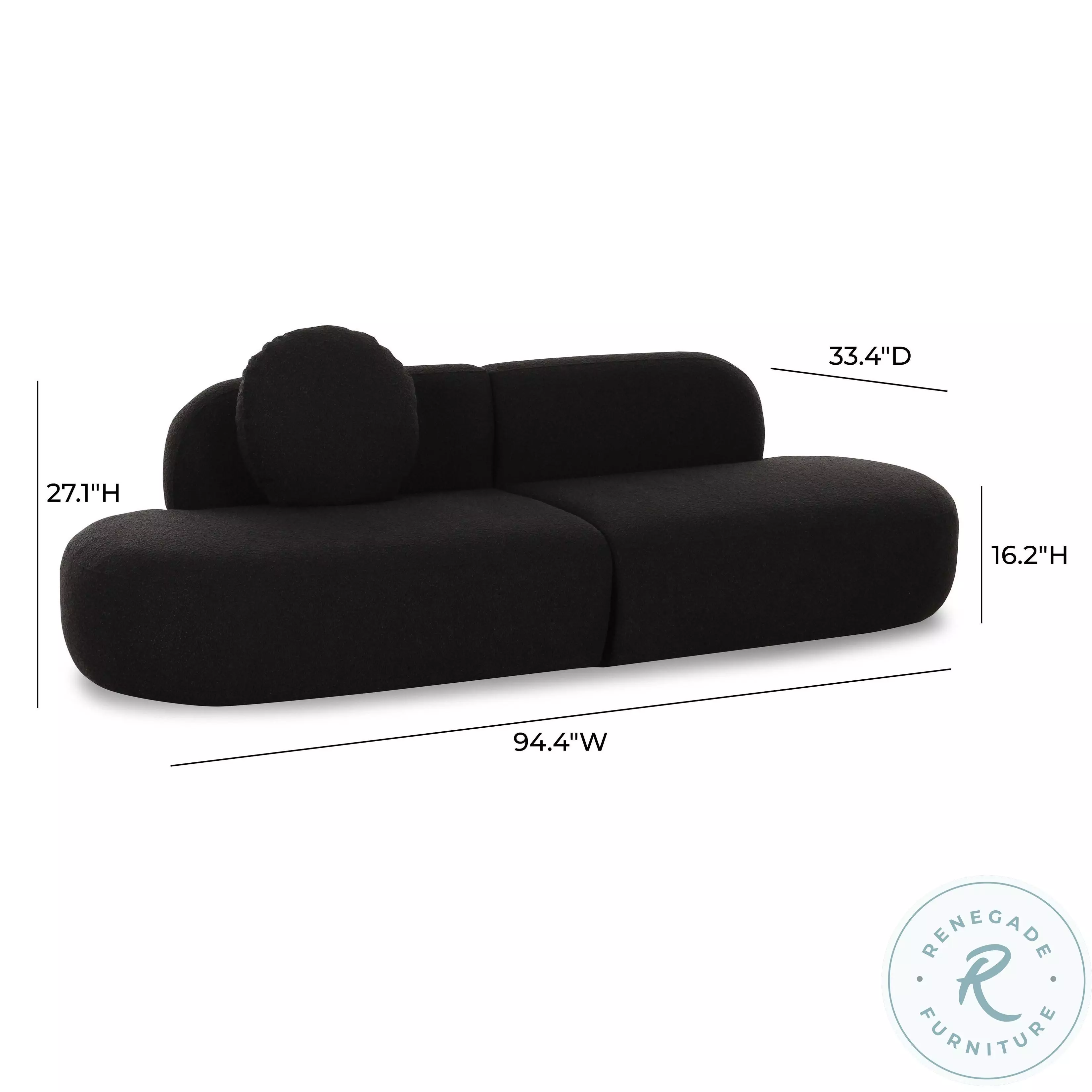 Broohah Black Boucle Modular 95" Sofa