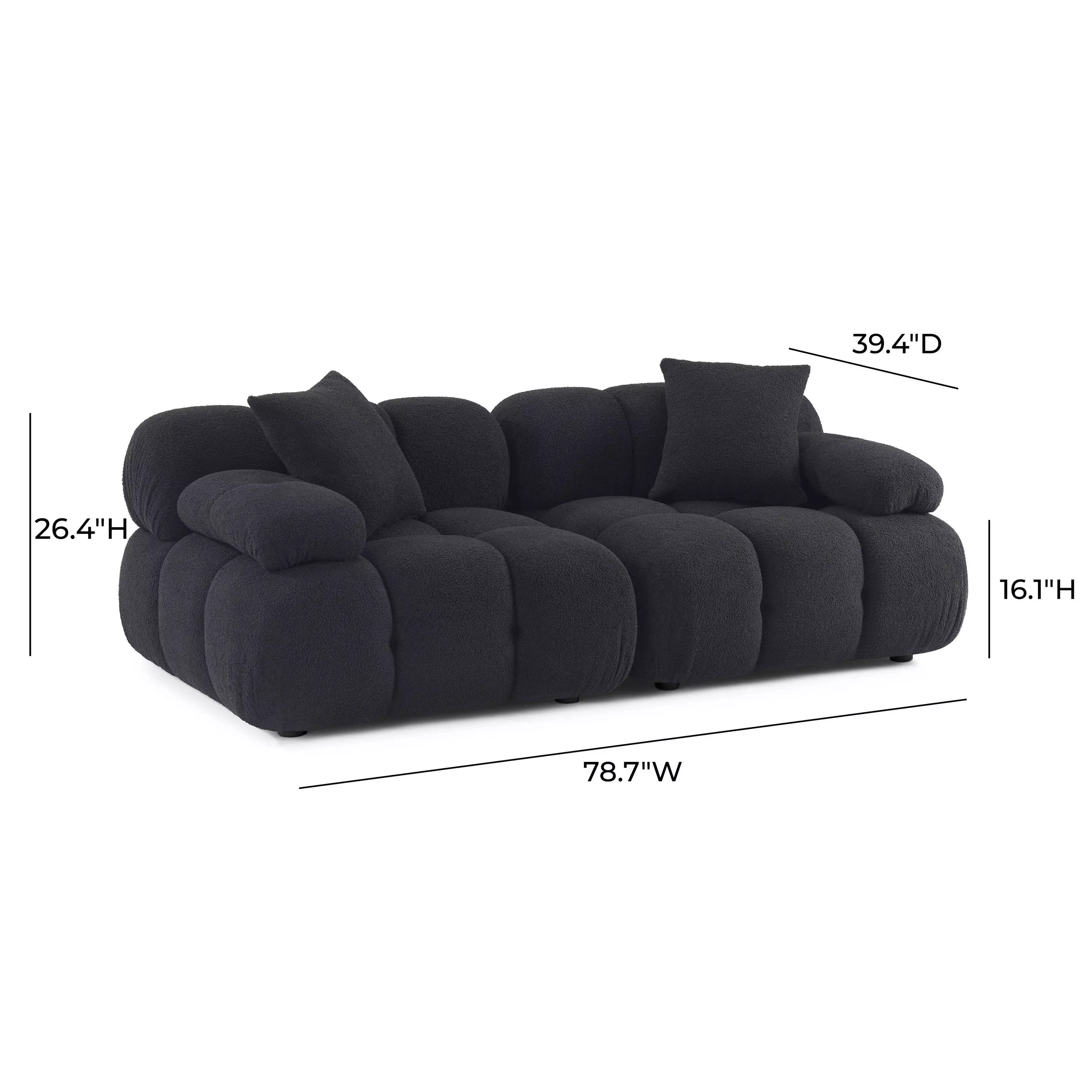 Calliope Black Modular 79" Loveseat