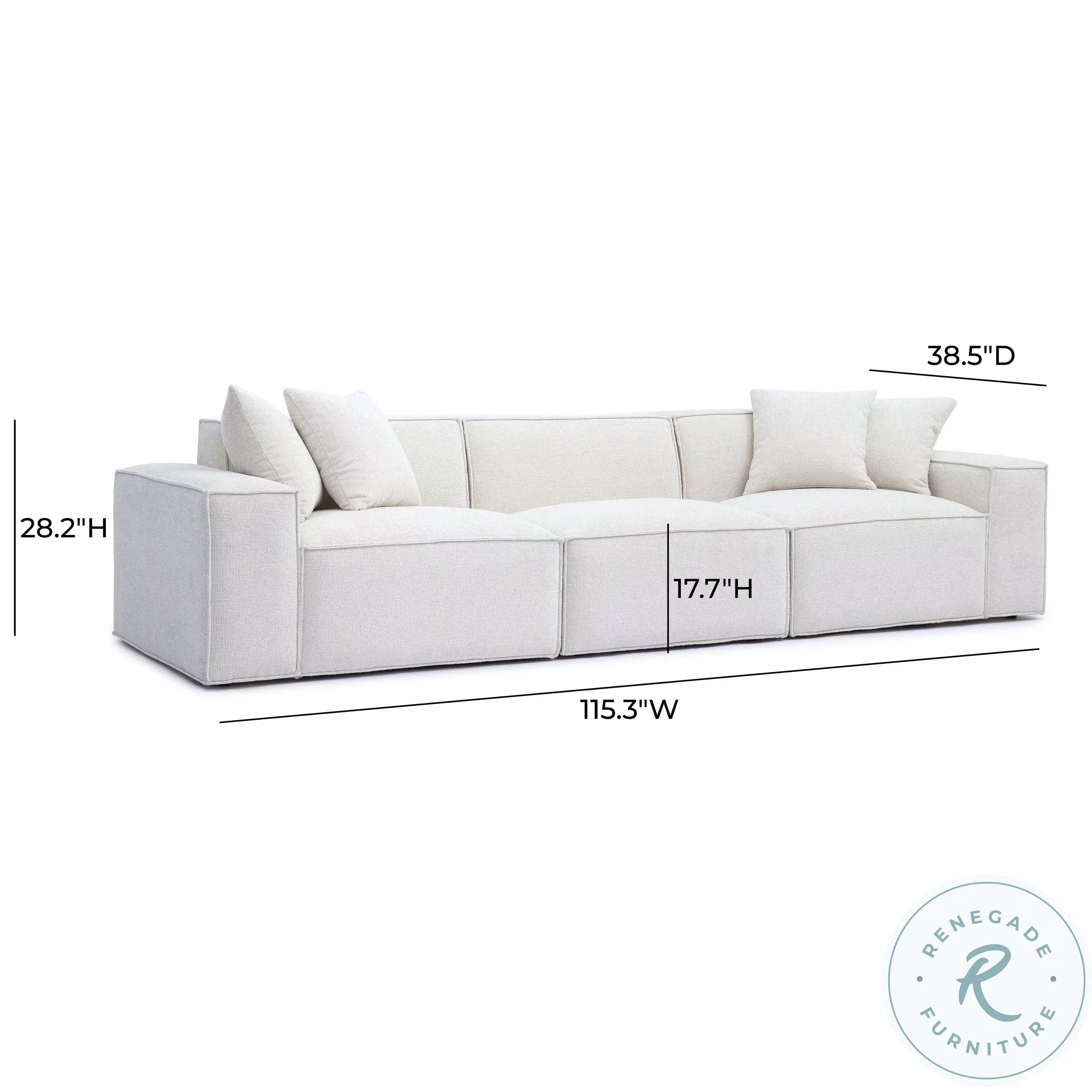 Mindy Cream Chenille Basketweave Modular 116" Sofa