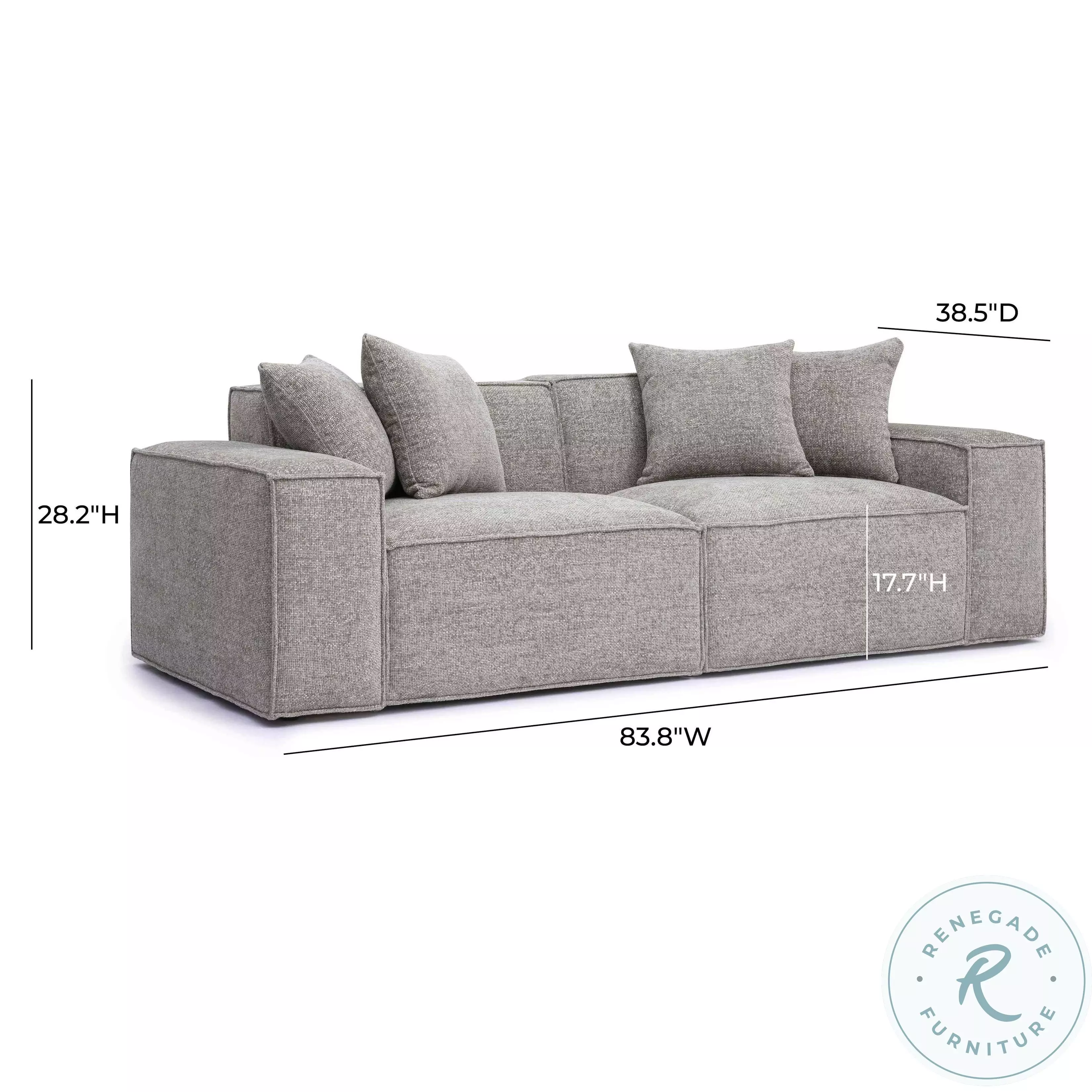 Mindy Taupe Chenille Basketweave Modular 84" Loveseat