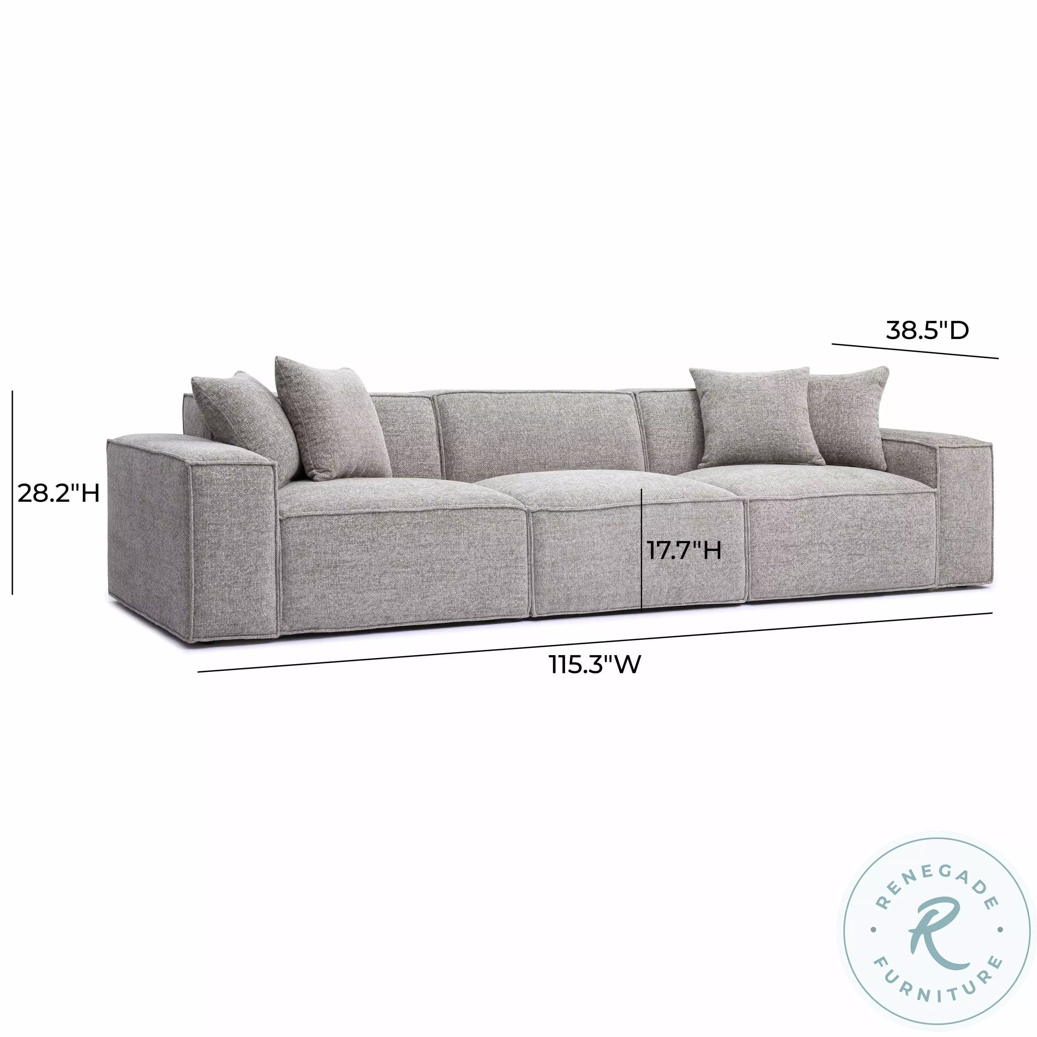 Mindy Taupe Chenille Basketweave Modular 116" Sofa