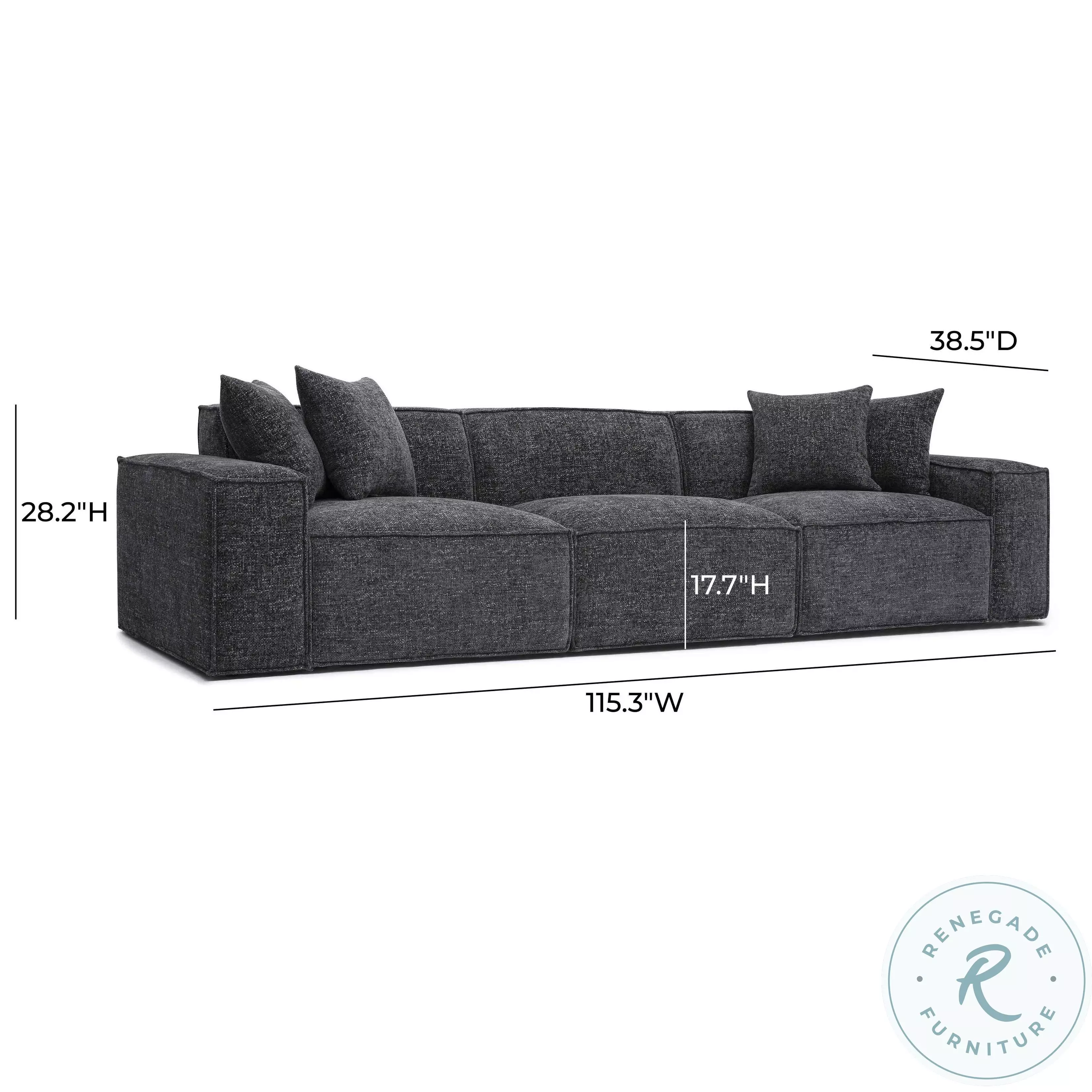 Mindy Charcoal Chenille Basketweave Modular 116" Sofa
