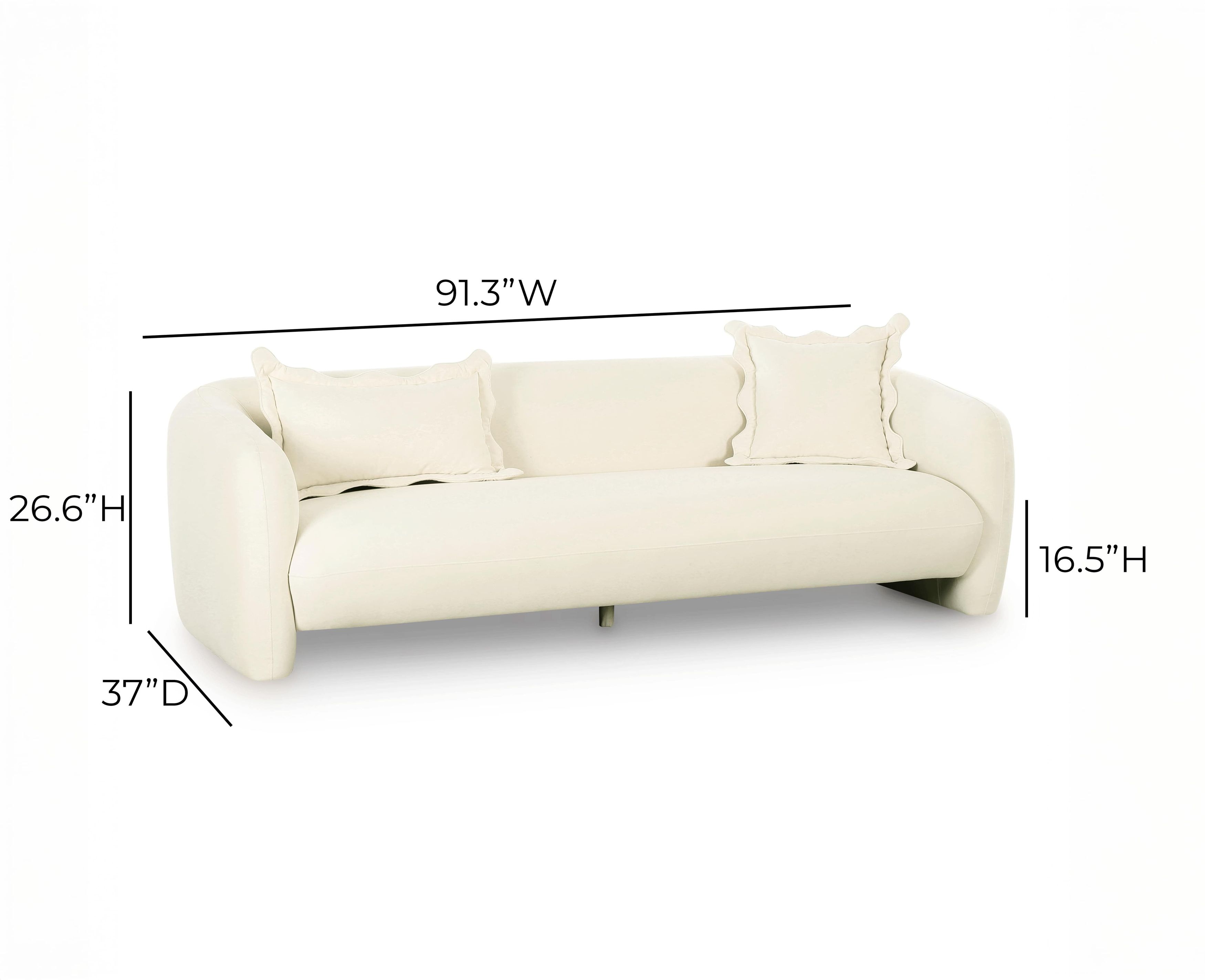 Lou Cream Performance Fabric 91" Sofa