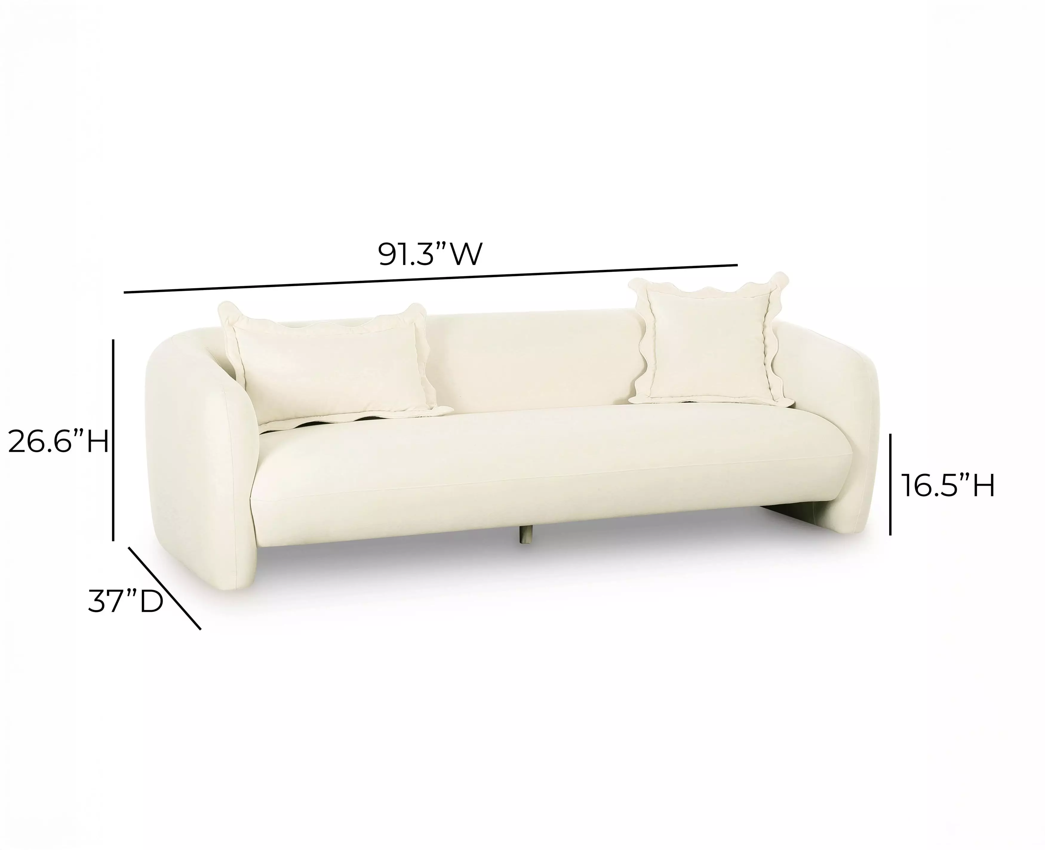 Lou Cream Performance Fabric 91" Sofa
