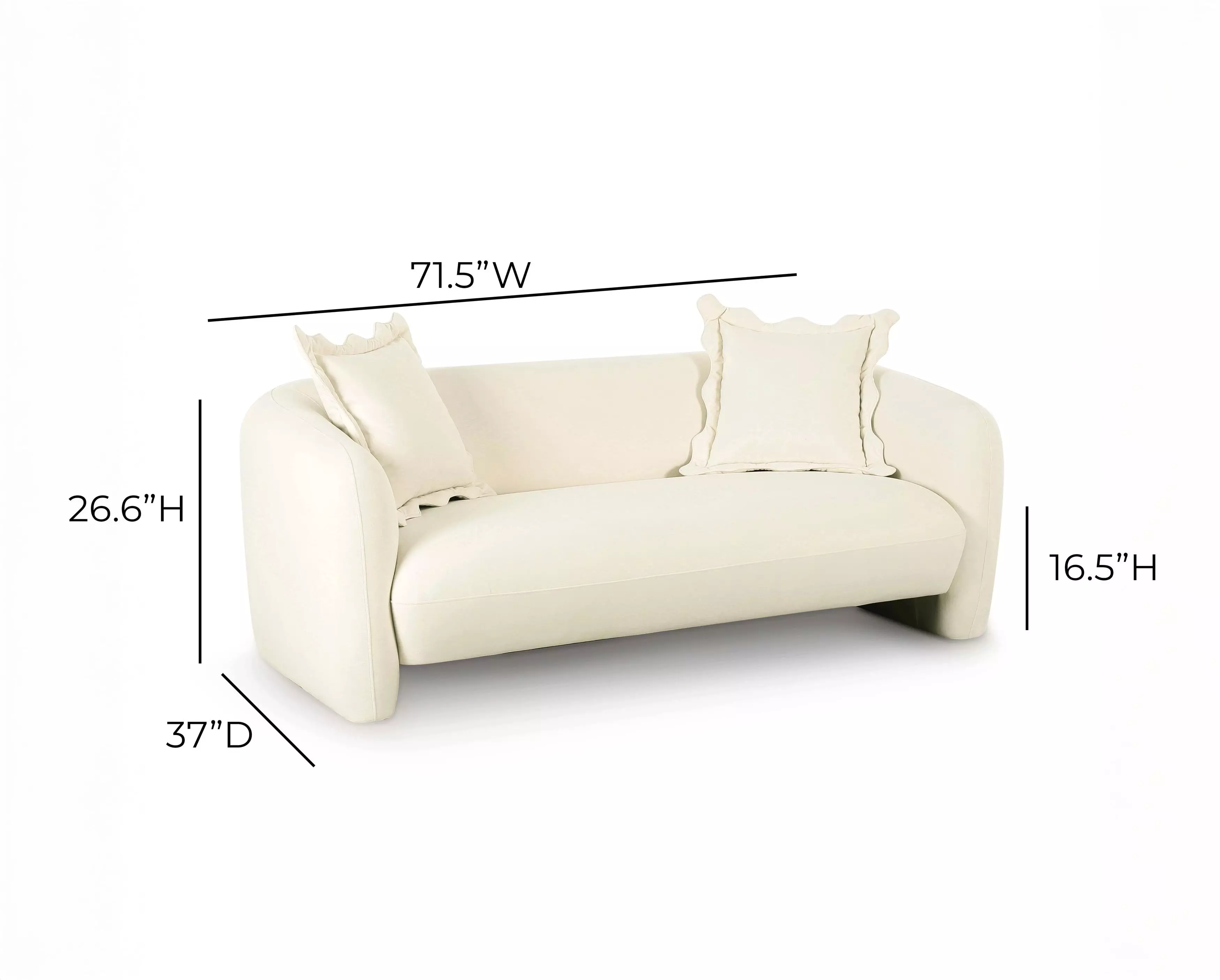 Lou Cream Performance Fabric 72" Sofa