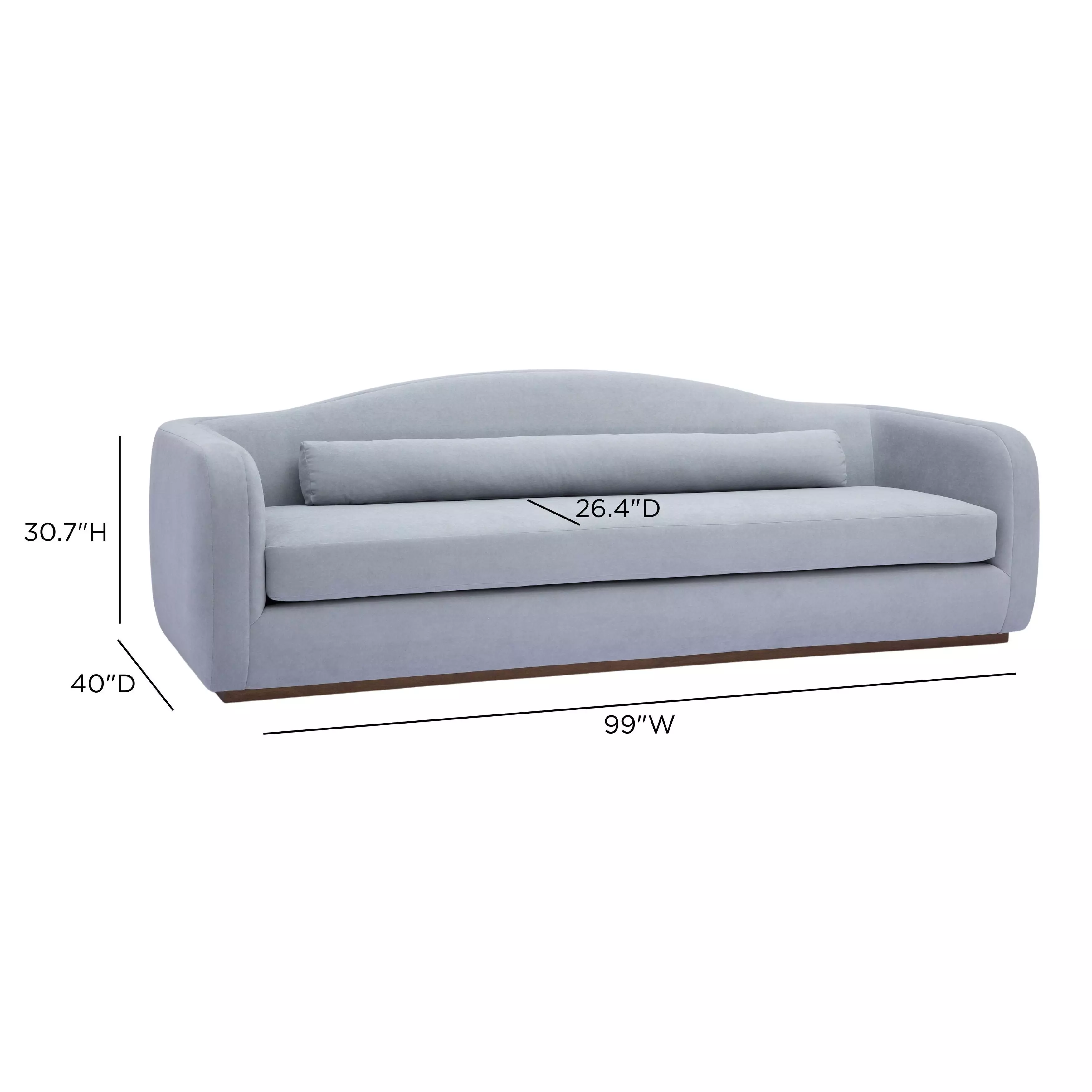 Camille Baby Blue Performance Velvet Upholstered 99" Sofa