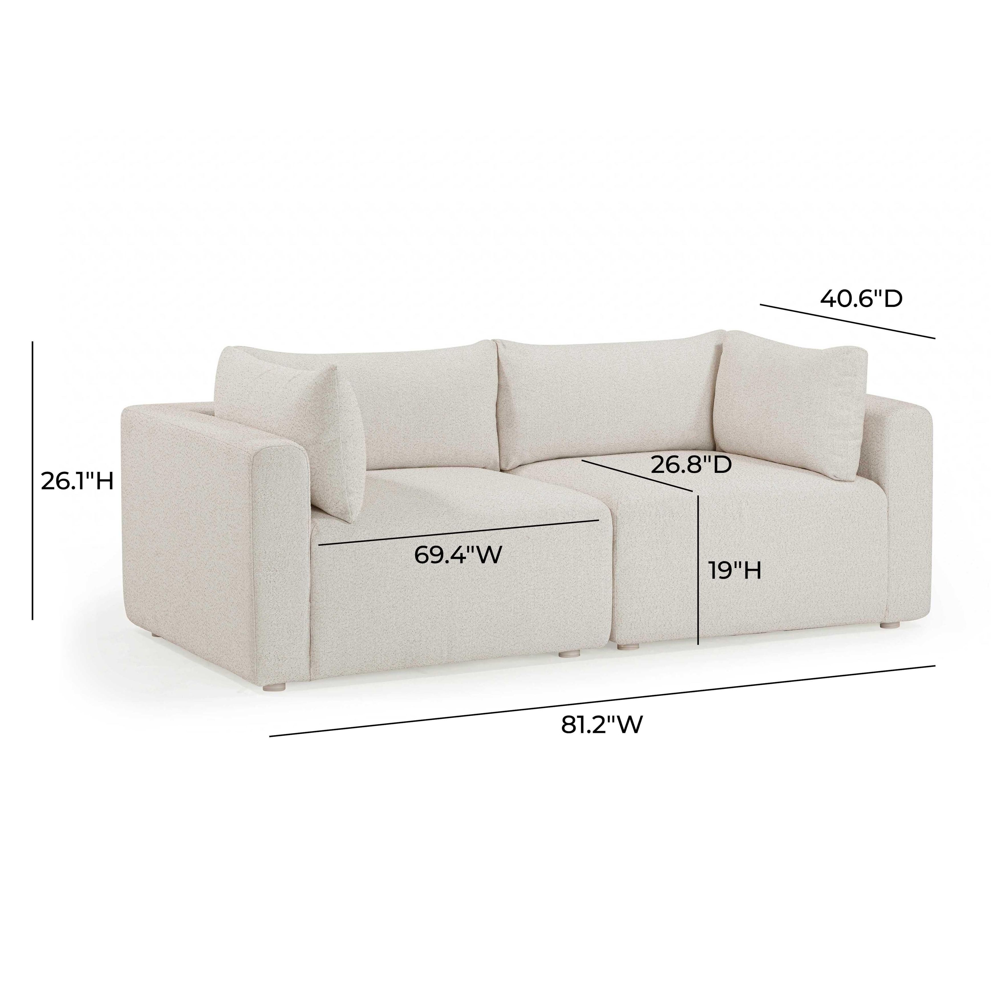 Hangover Cream Outdoor Modular 81" Loveseat