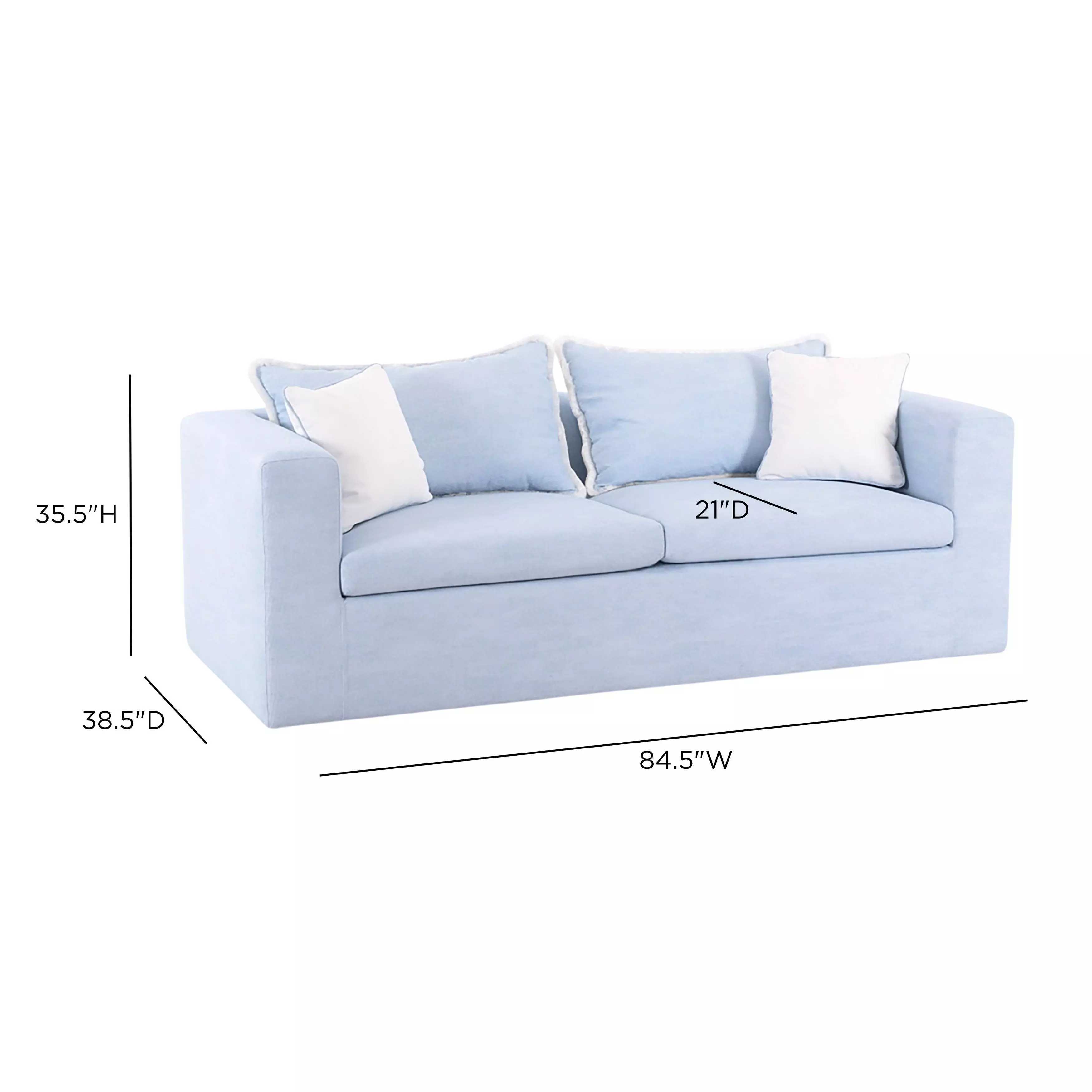 Salty Light Blue Performance Boucle Outdoor 85" Sofa