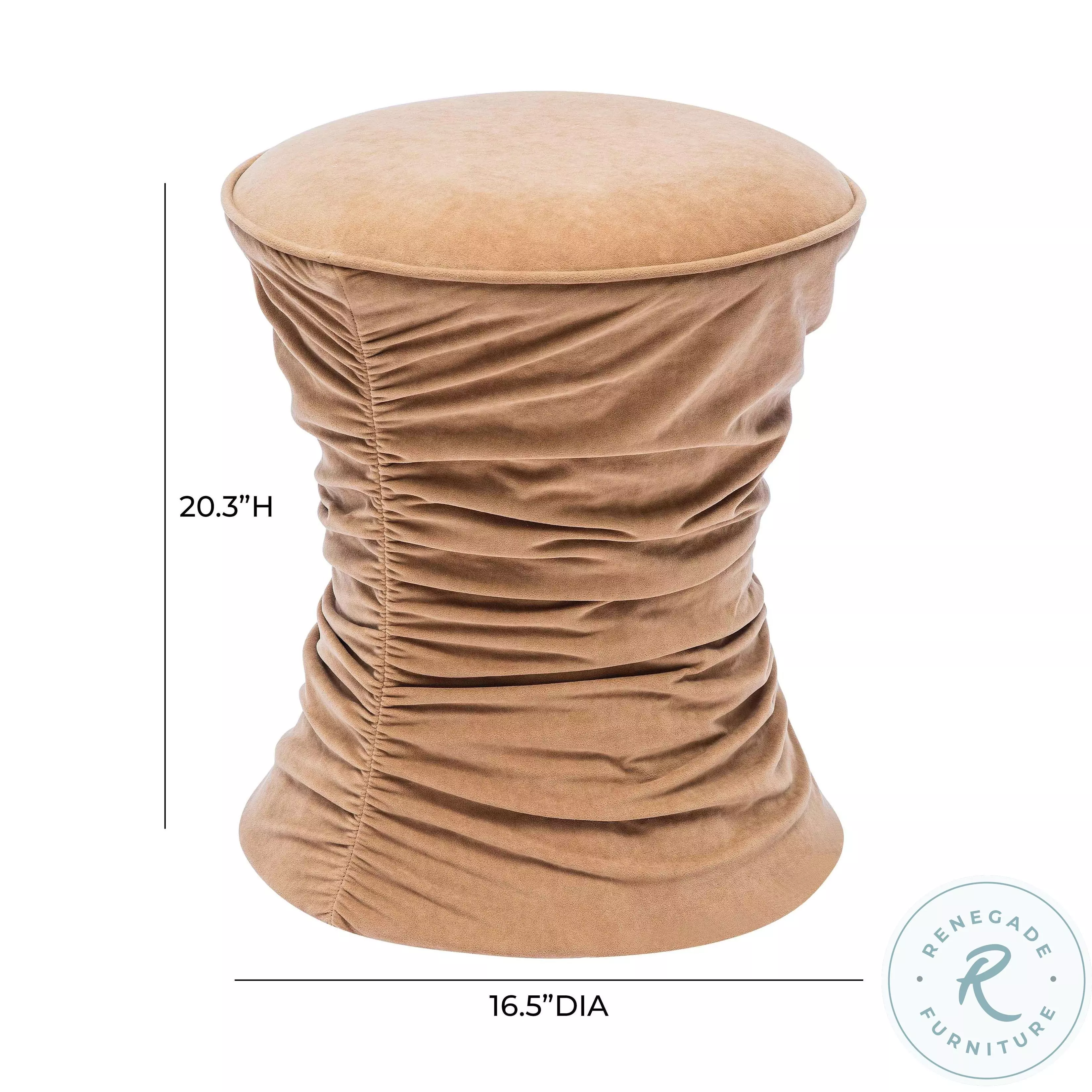 Bounce Dark Terracotta Ruched Velvet Adjustable Ottoman