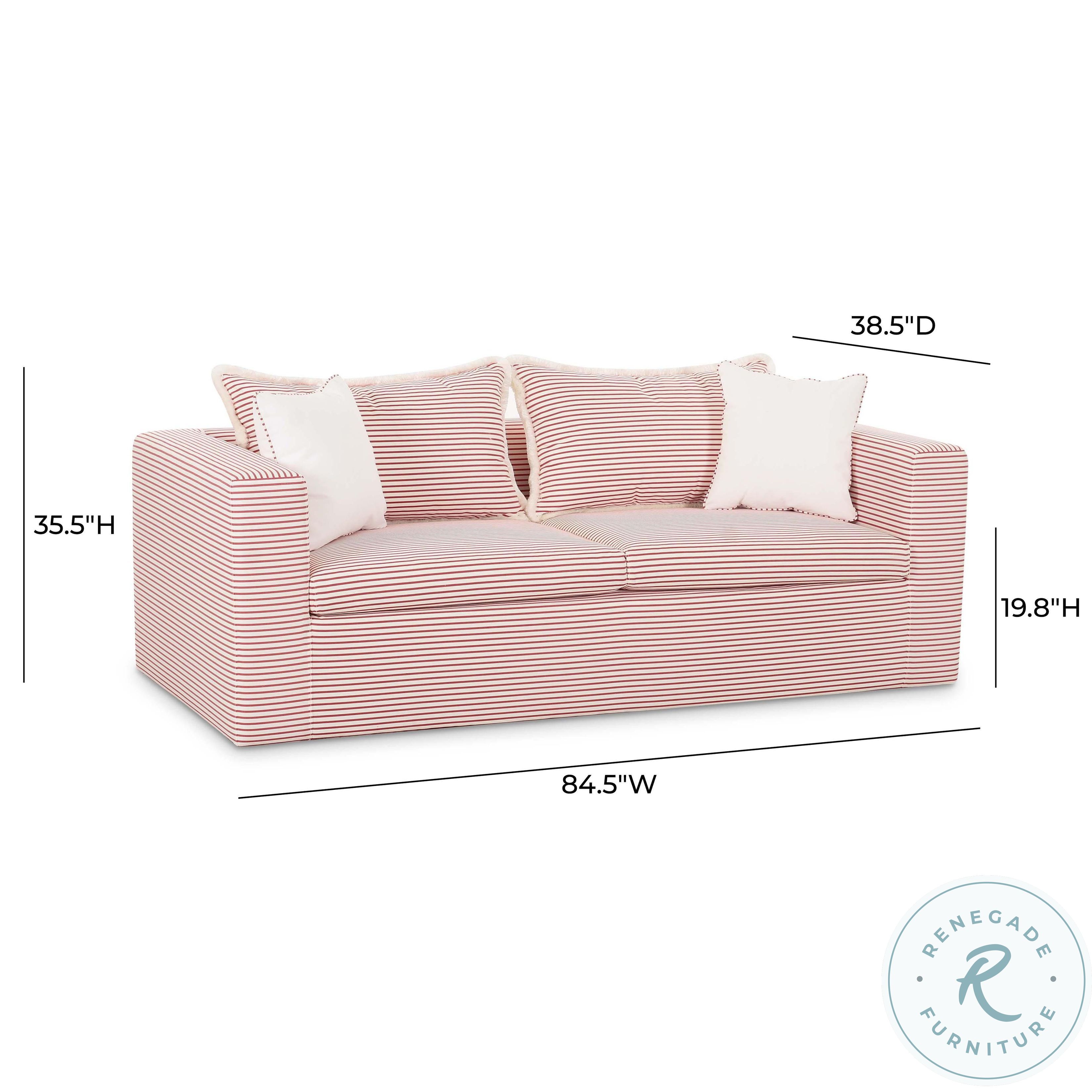 Salty Red Striped Outdoor 85" Sofa