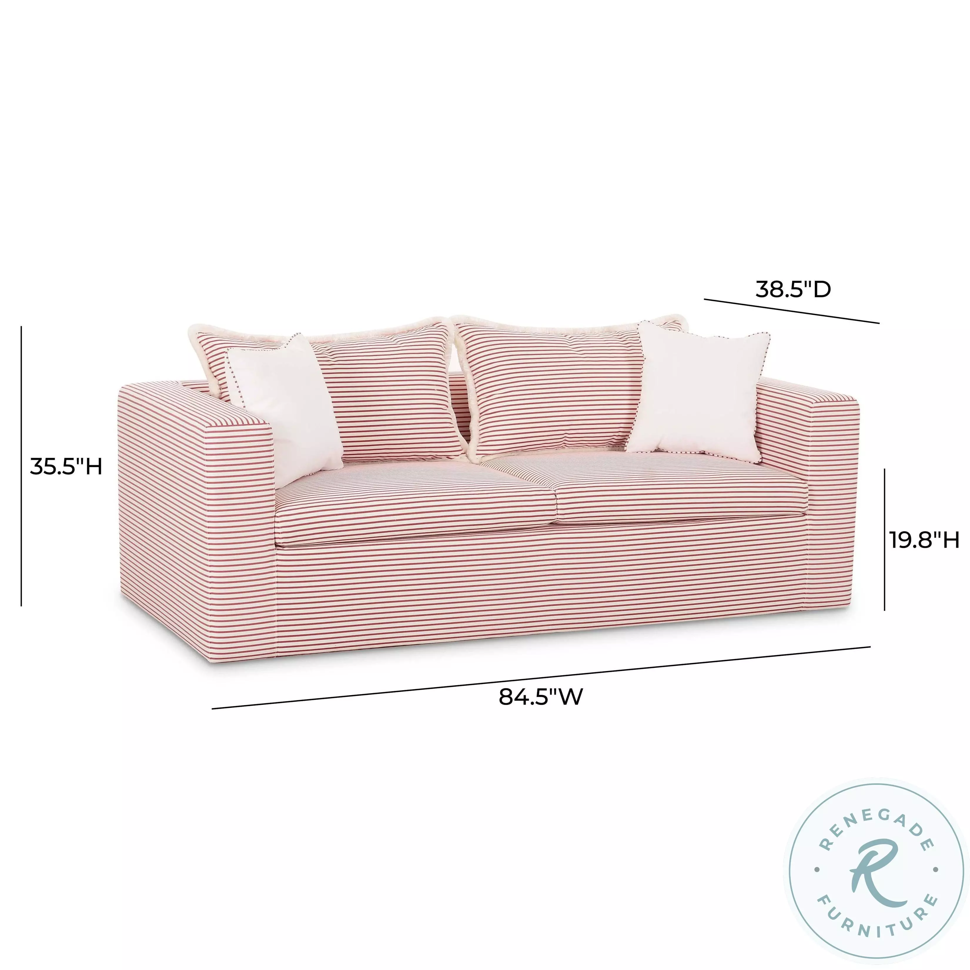Salty Red Striped Outdoor 85" Sofa