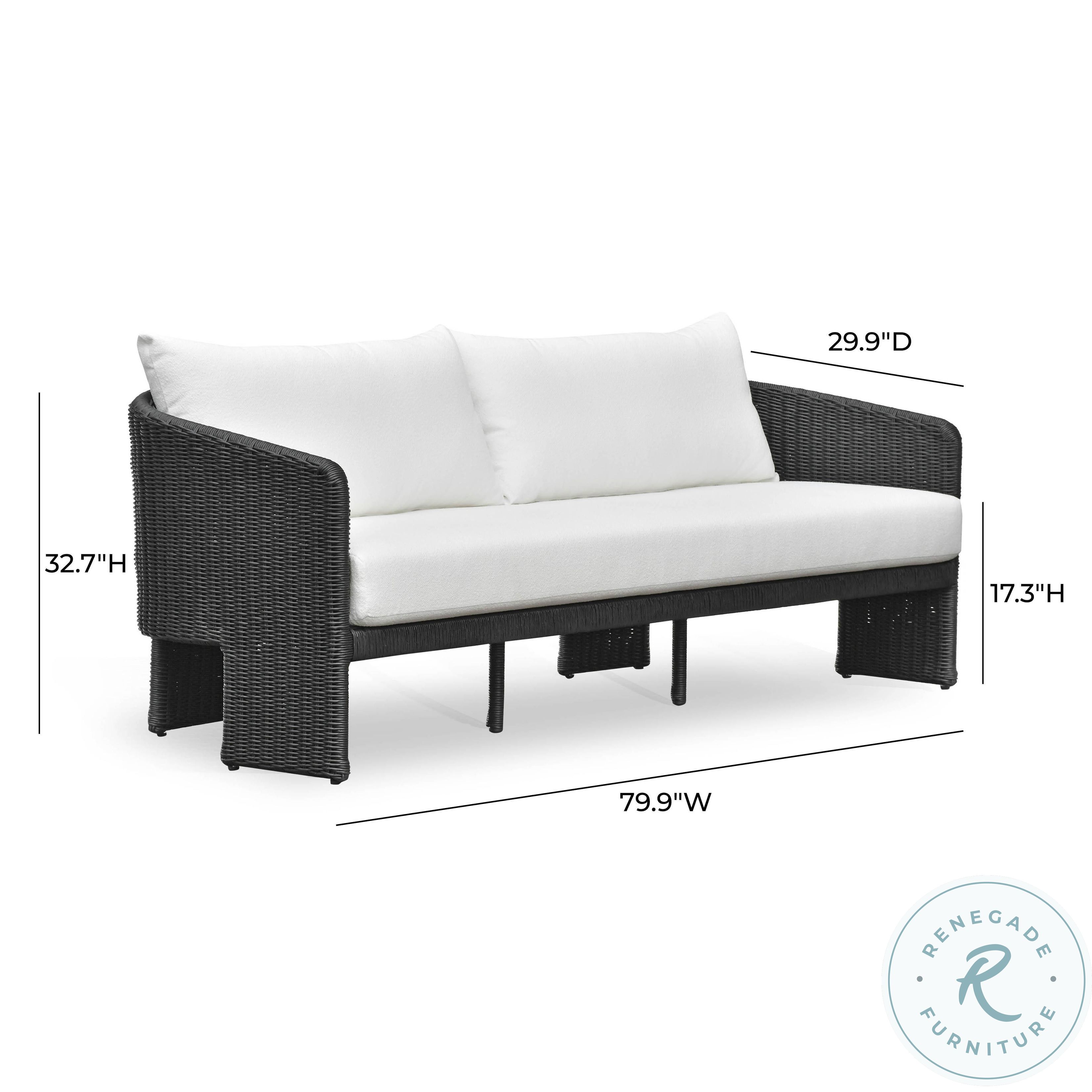 Alexa Black Rattan Performance Fabric Outdoor 80" Sofa