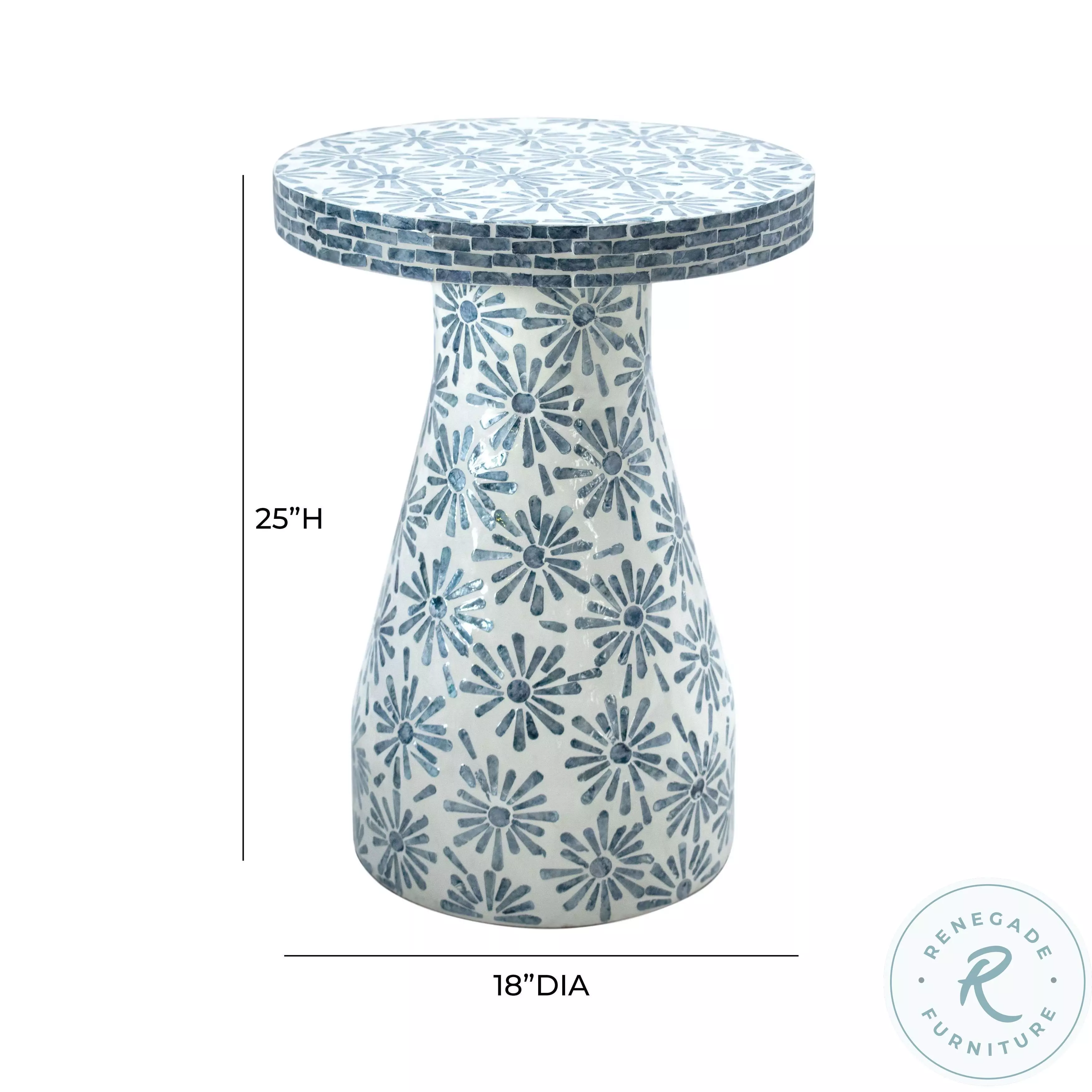 Halio Blue Floral Shell Side Table