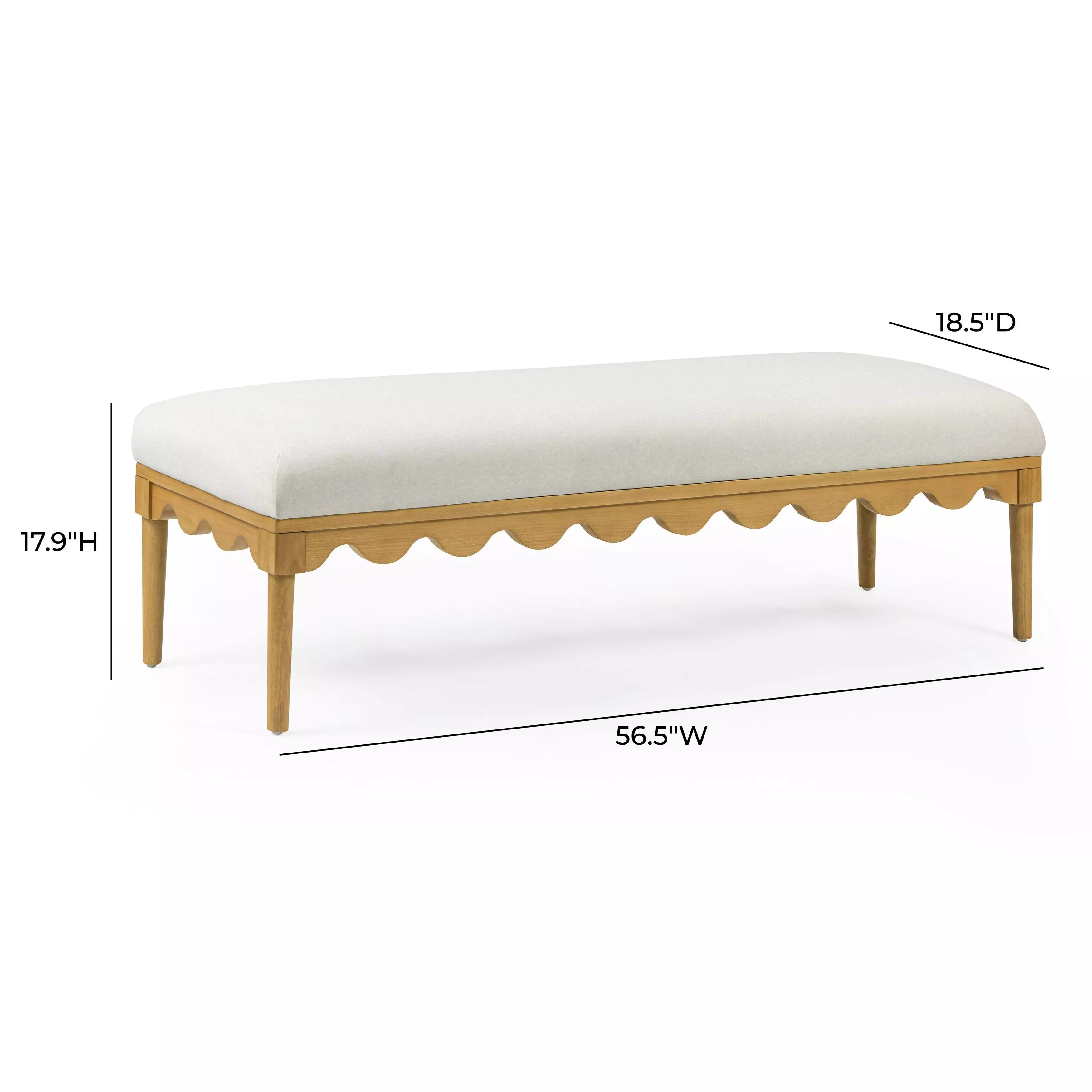 Oodle Cream Performance Fabric Upholstered Bed Bench