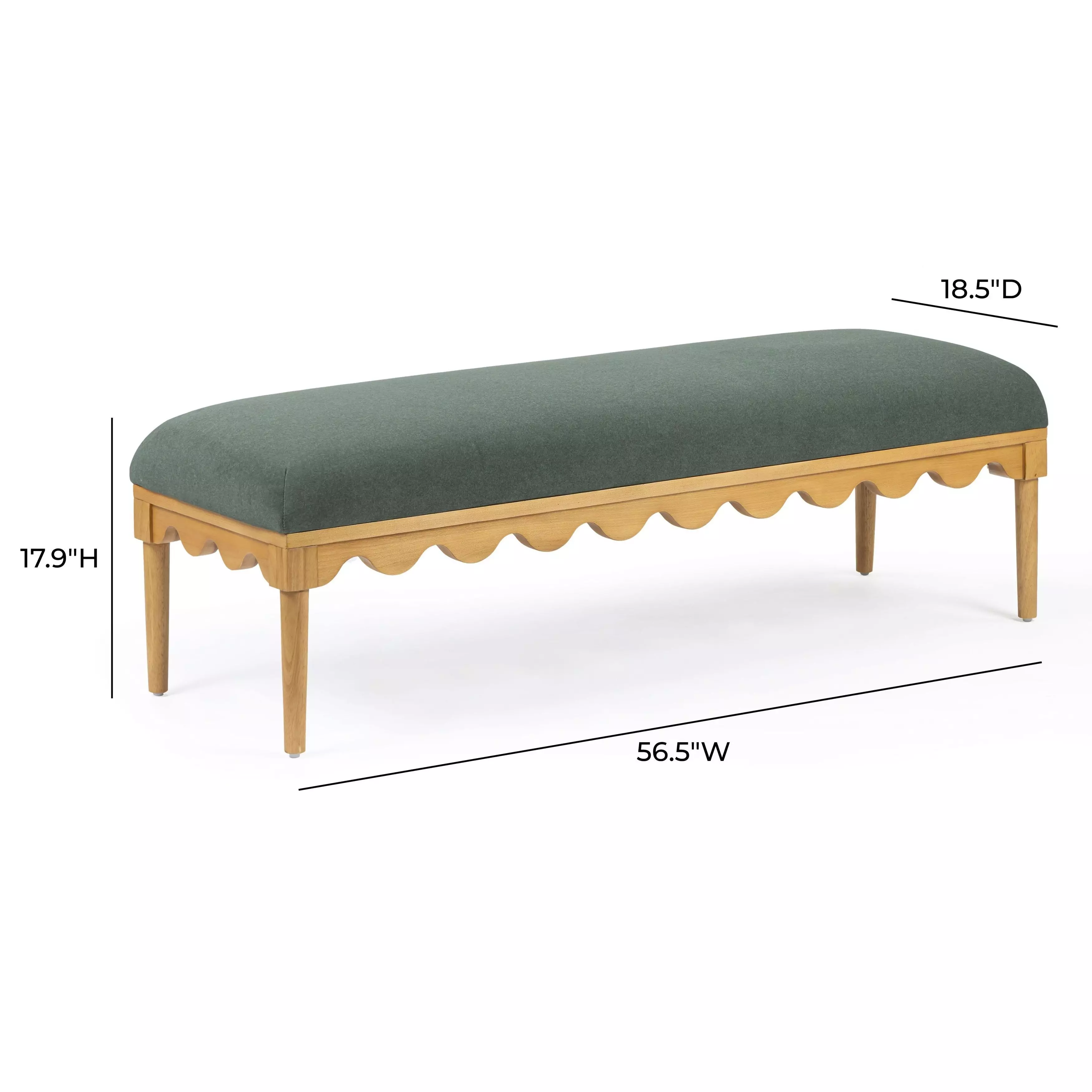 Oodle Green Performance Fabric Upholstered Bed Bench