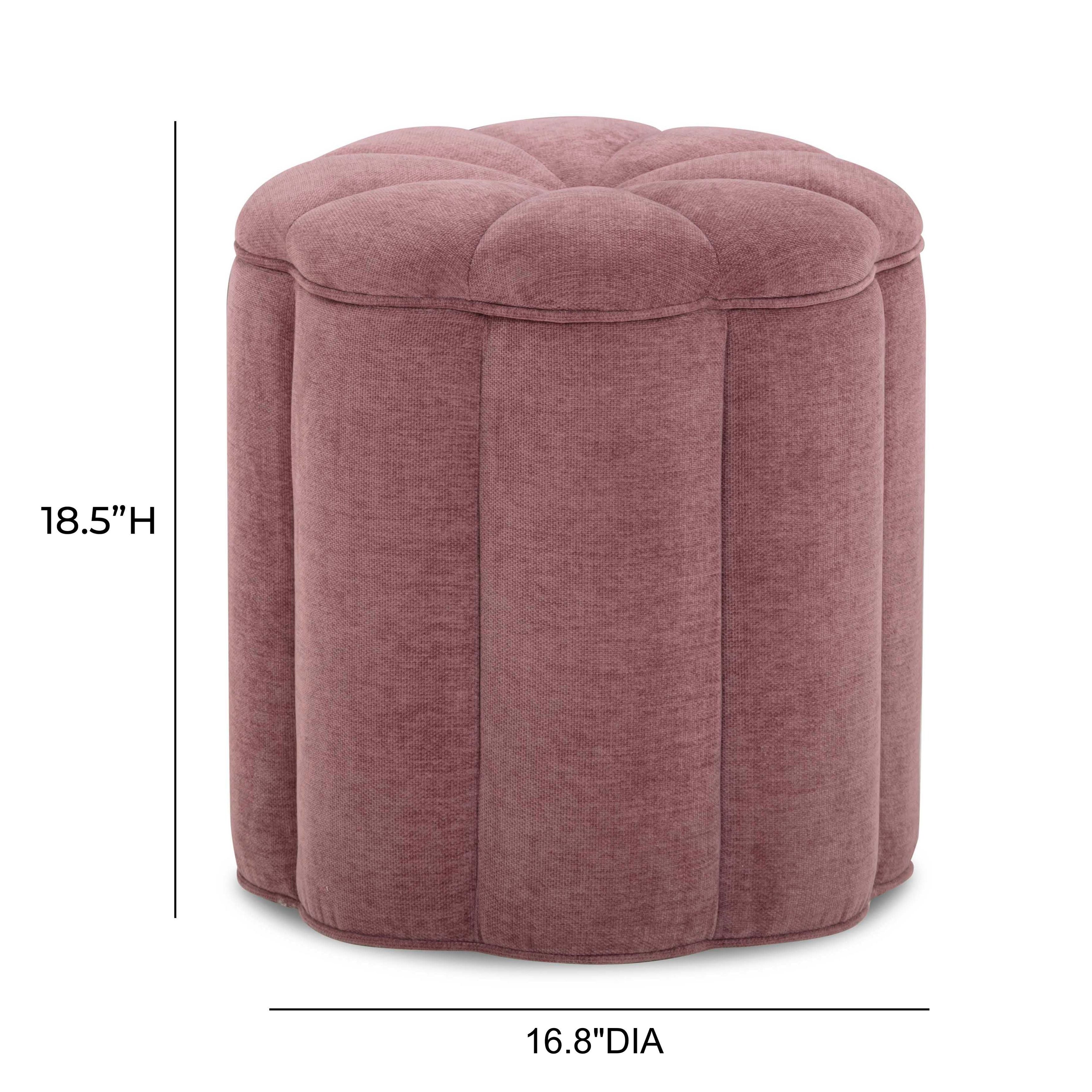 Fleur Mauve Performance Fabric Upholstered Round Storage Ottoman