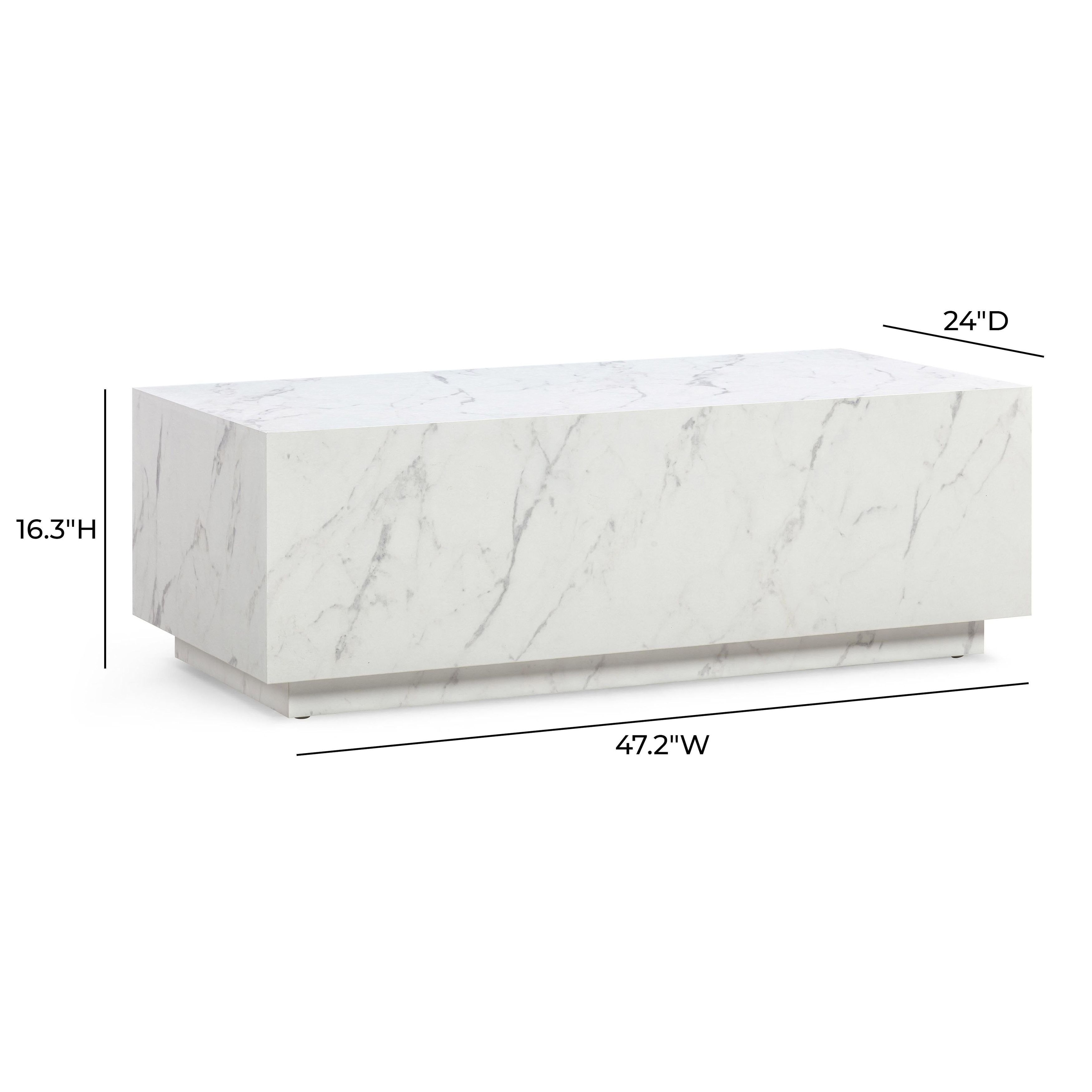 Romy White Marble Rectangular Coffee Table