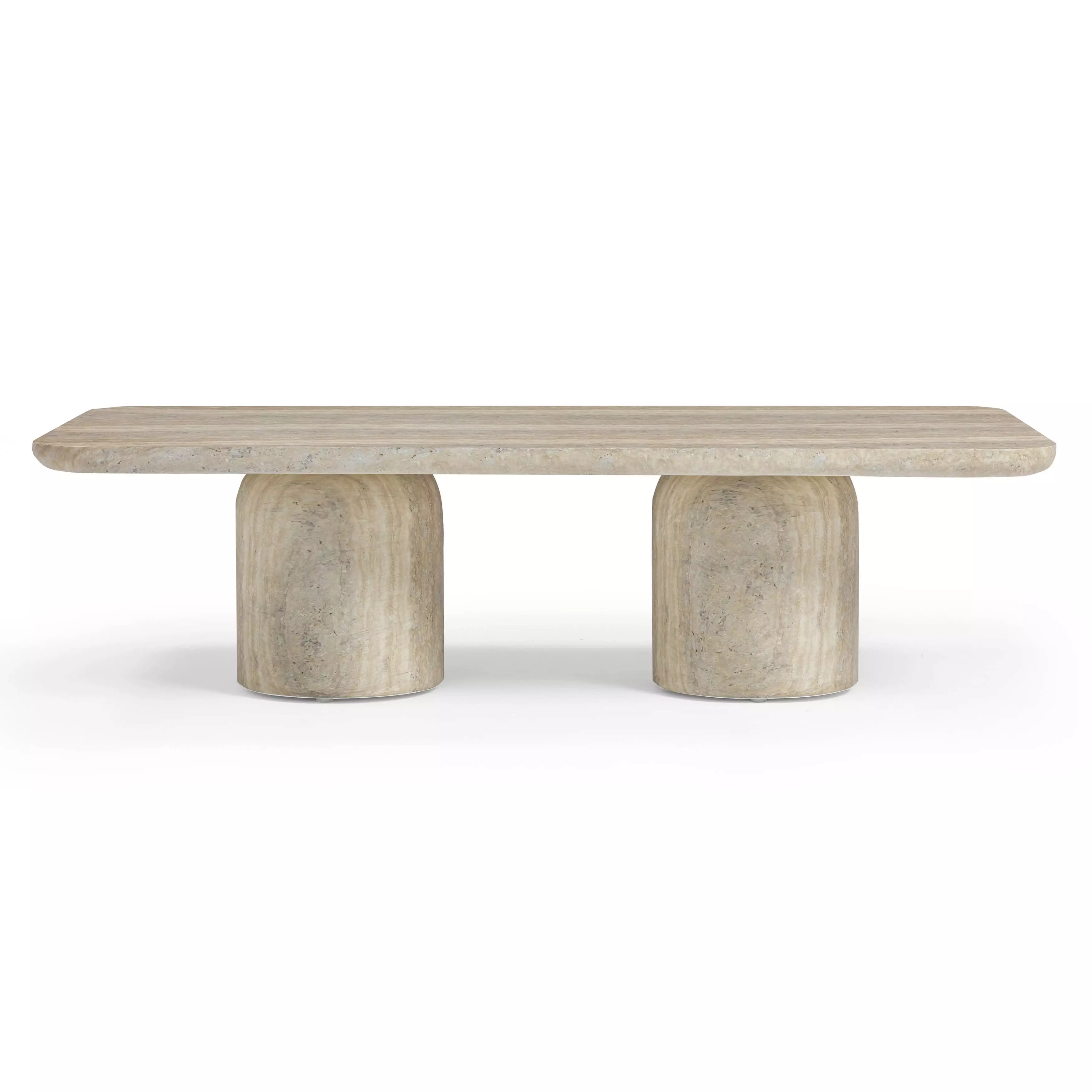 Tyche Travertine Rectangular Outdoor Concrete Top Coffee Table
