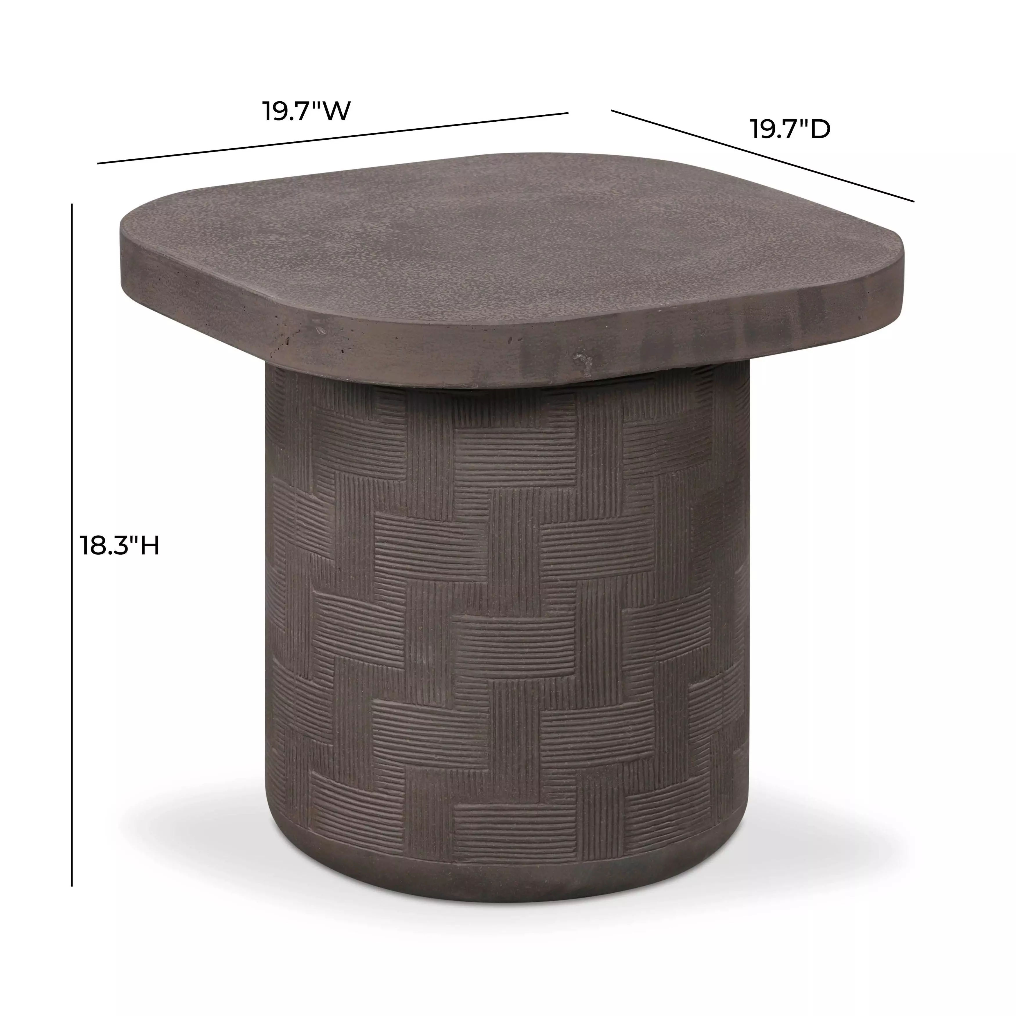 Suraya Dark Umber Square Outdoor Concrete Top Side Table