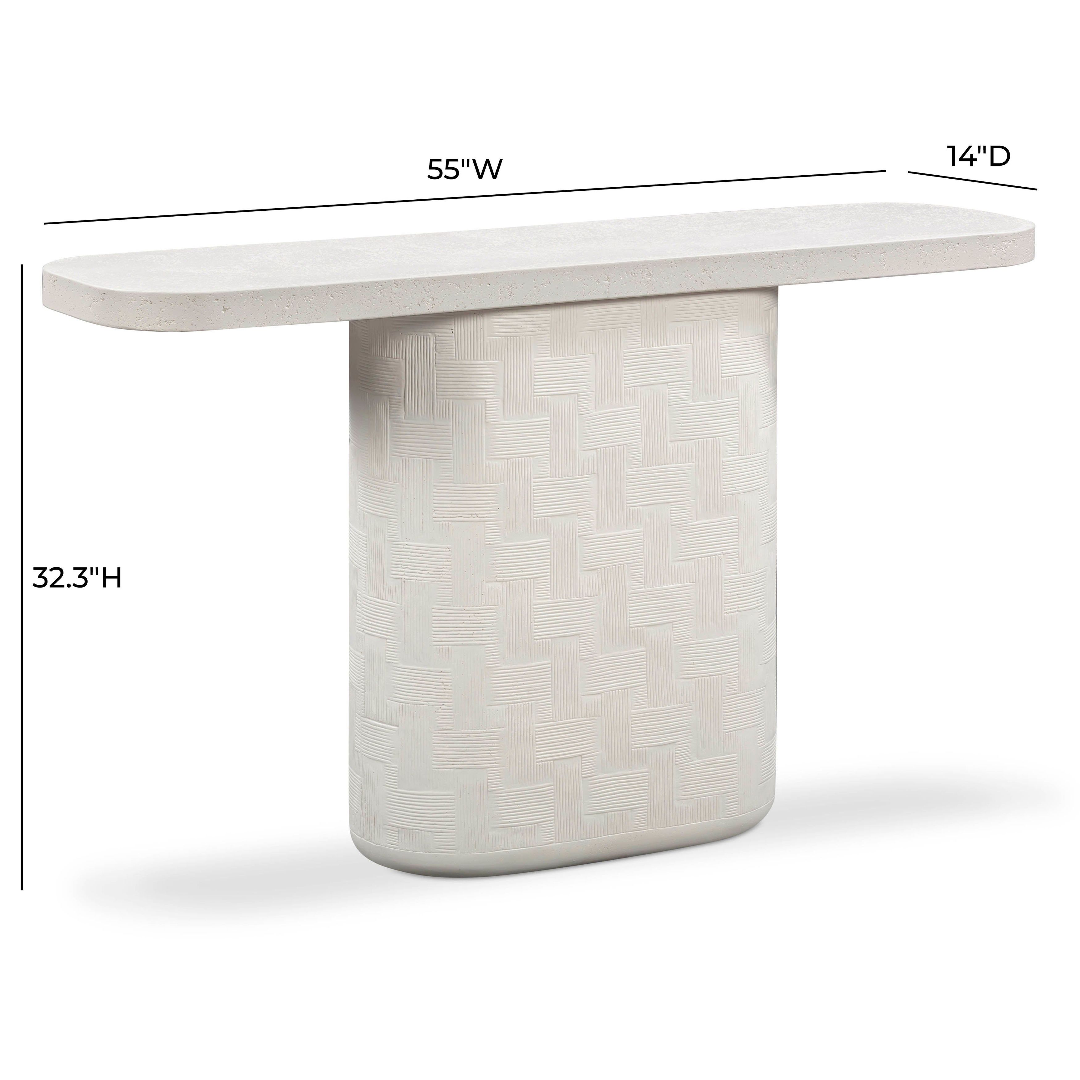 Suraya Ivory Oval Concrete Top Console Table
